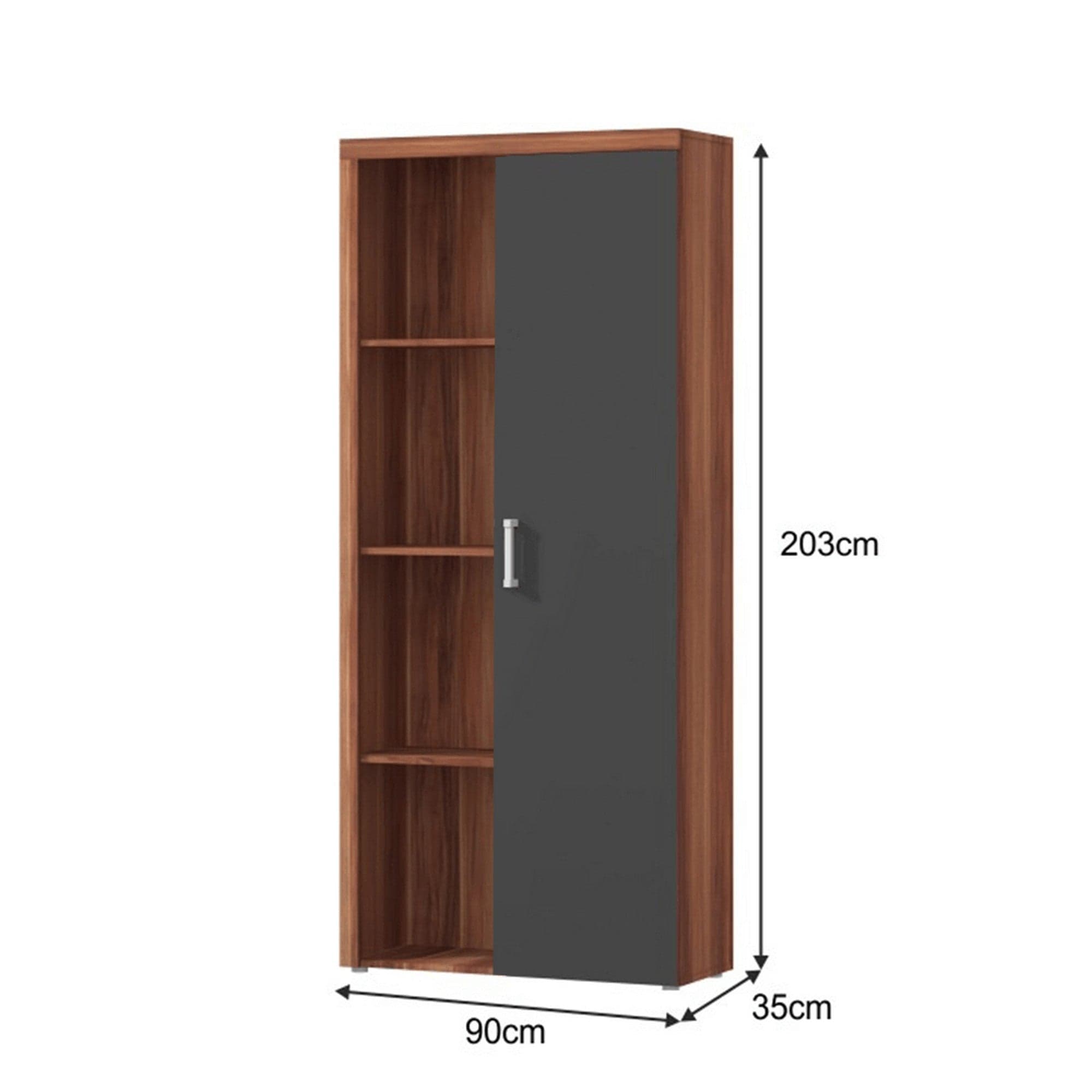 Dulap CHERIS 2, cires/gri grafit, DTD laminat, cu o usa, 90x35x203 cm