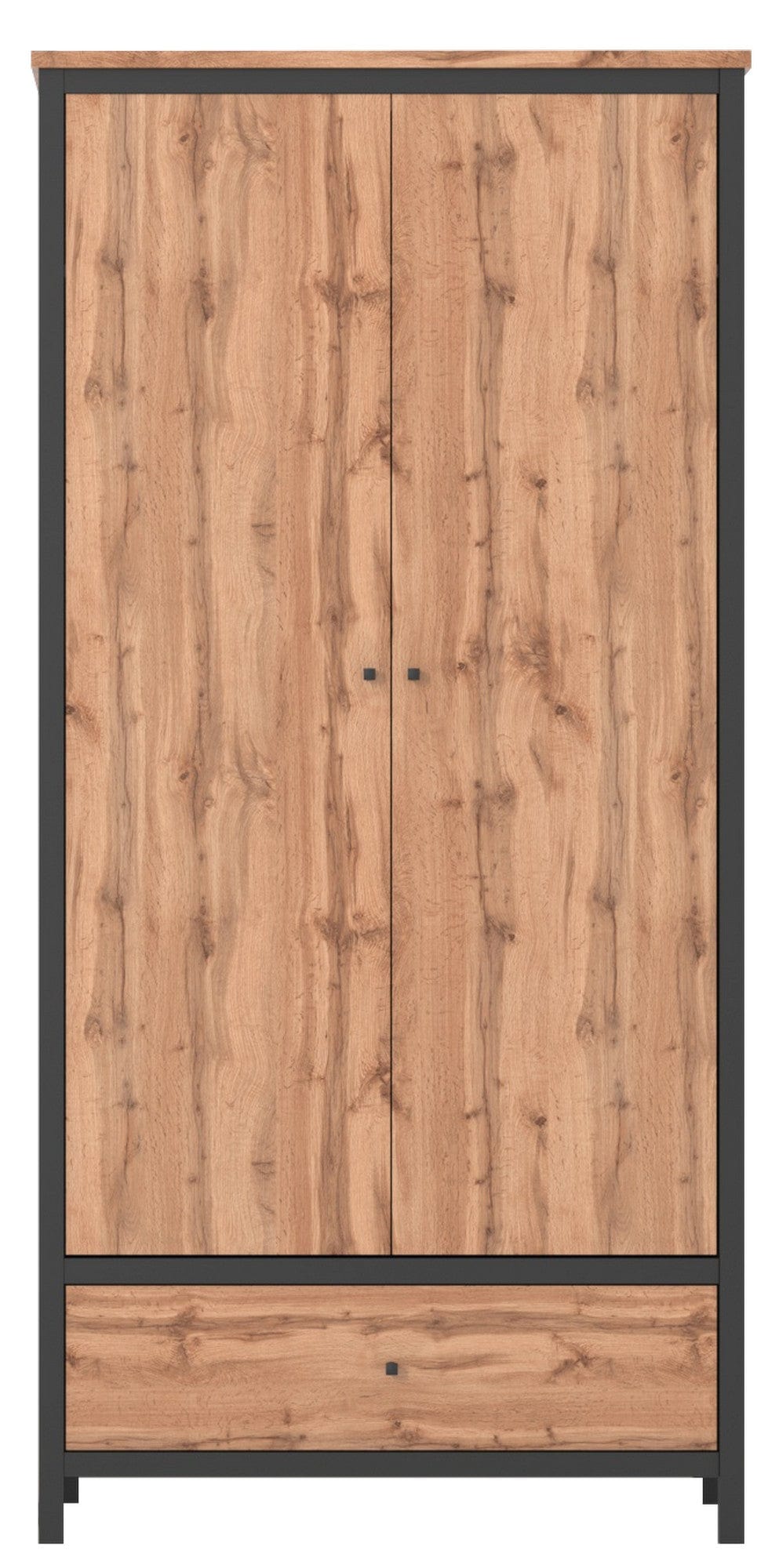 Dulap CHOS, stejar/negru, PAL, cu 2 usi si un sertar, 92x59x193 cm