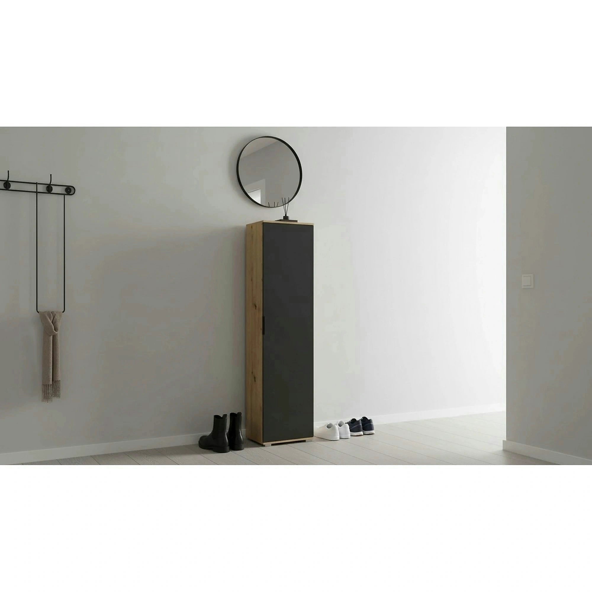 Dulap CLIF SL-50, stejar artisan/gri antracit, PAL laminat, cu o usa, 50x38x203 cm