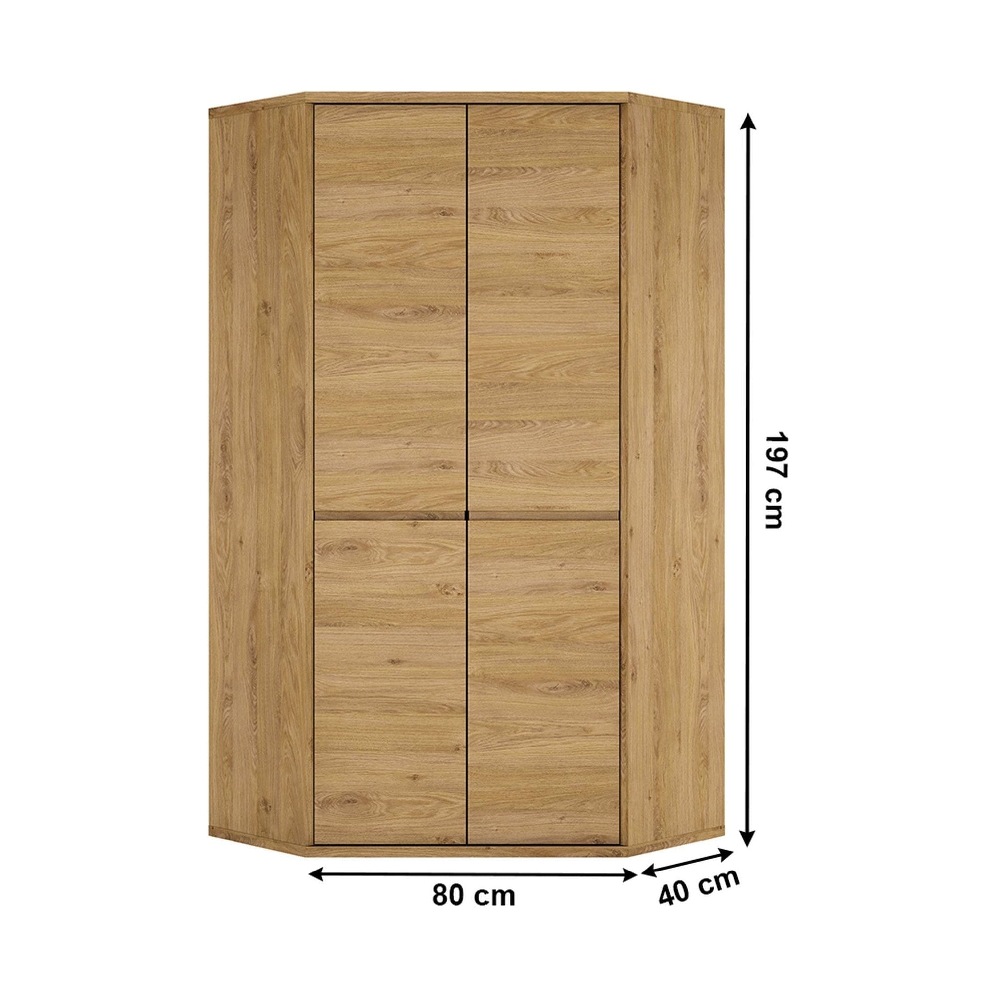 Dulap colt SHELDON TIP 21, stejar, PAL laminat, cu 2 usi, 99x99x197 cm