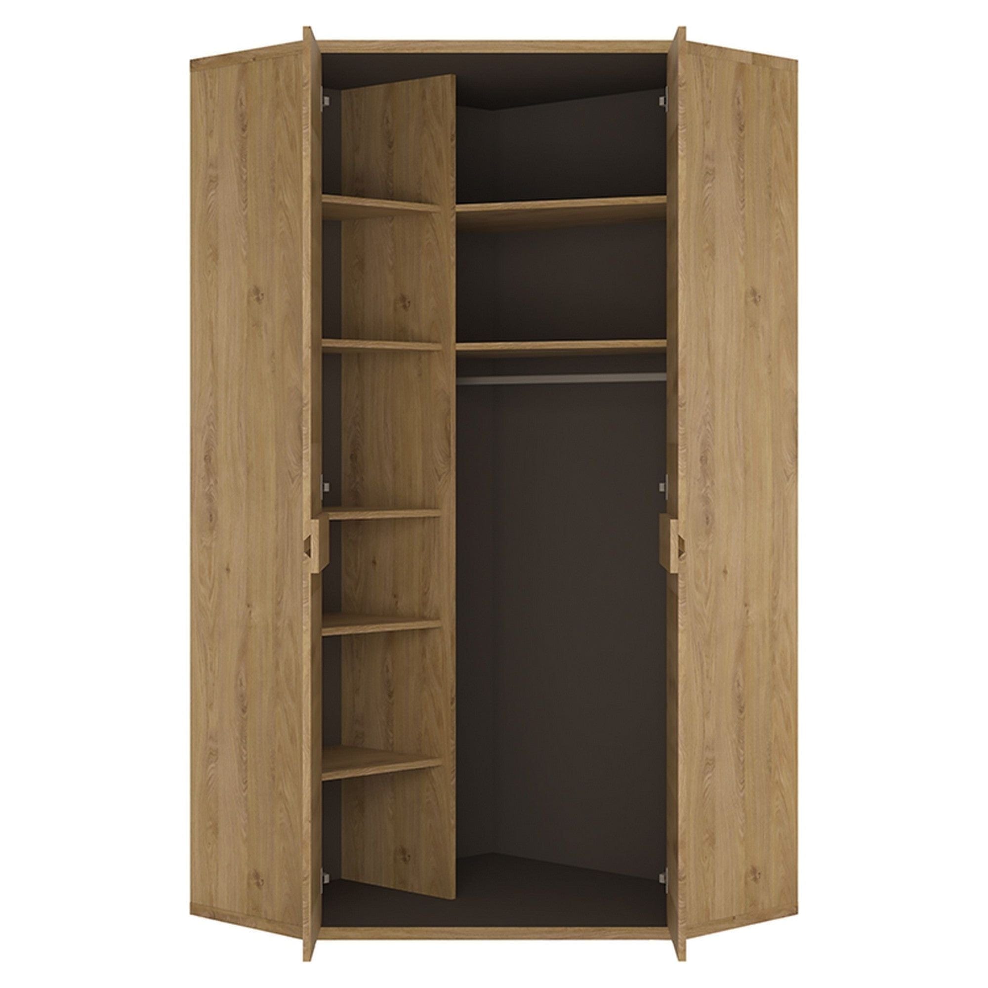 Dulap colt SHELDON TIP 21, stejar, PAL laminat, cu 2 usi, 99x99x197 cm