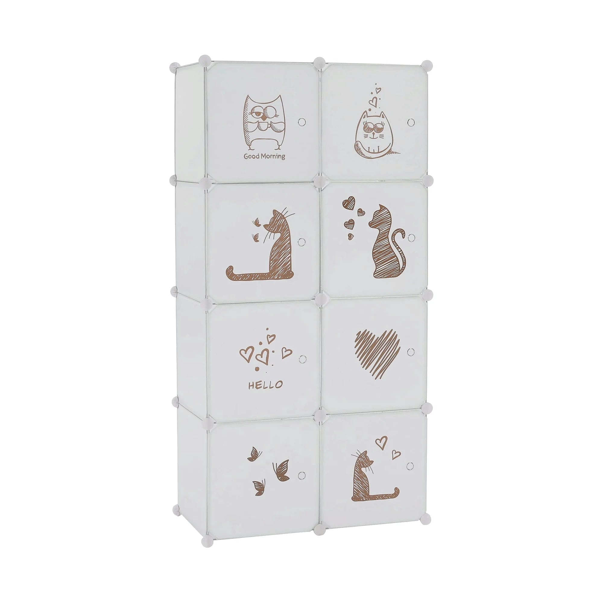 Dulap copii KIRBY, alb/maro, metal/plastic, 75x37x147 cm