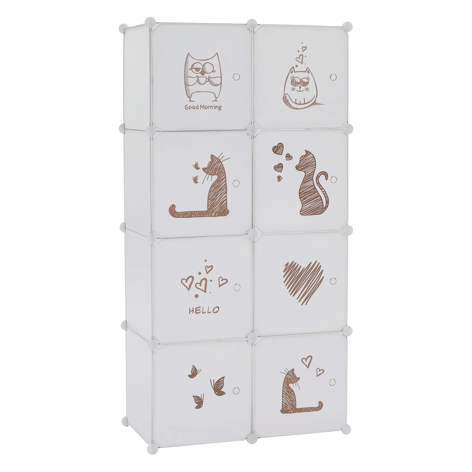 Dulap copii KIRBY, alb/maro, metal/plastic, 75x37x147 cm