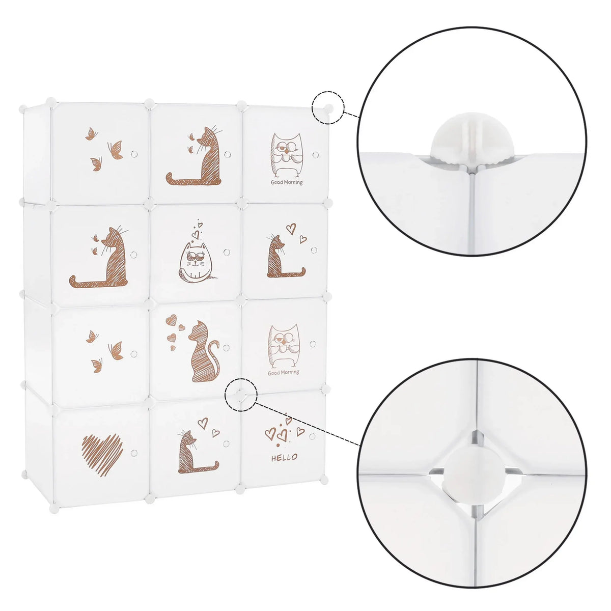 Dulap copii KITARO, alb, metal/plastic, 107x47x142 cm