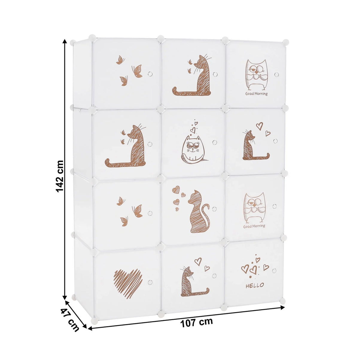 Dulap copii KITARO, alb, metal/plastic, 107x47x142 cm