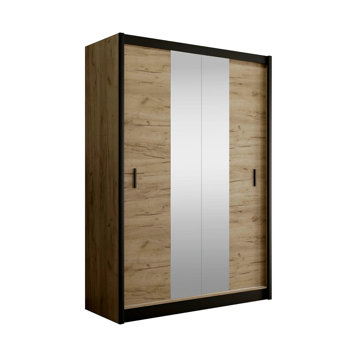 Dulap CRAFTV, stejar craft/negru, PAL melaminat, cu 2 usi, 150x61x215 cm