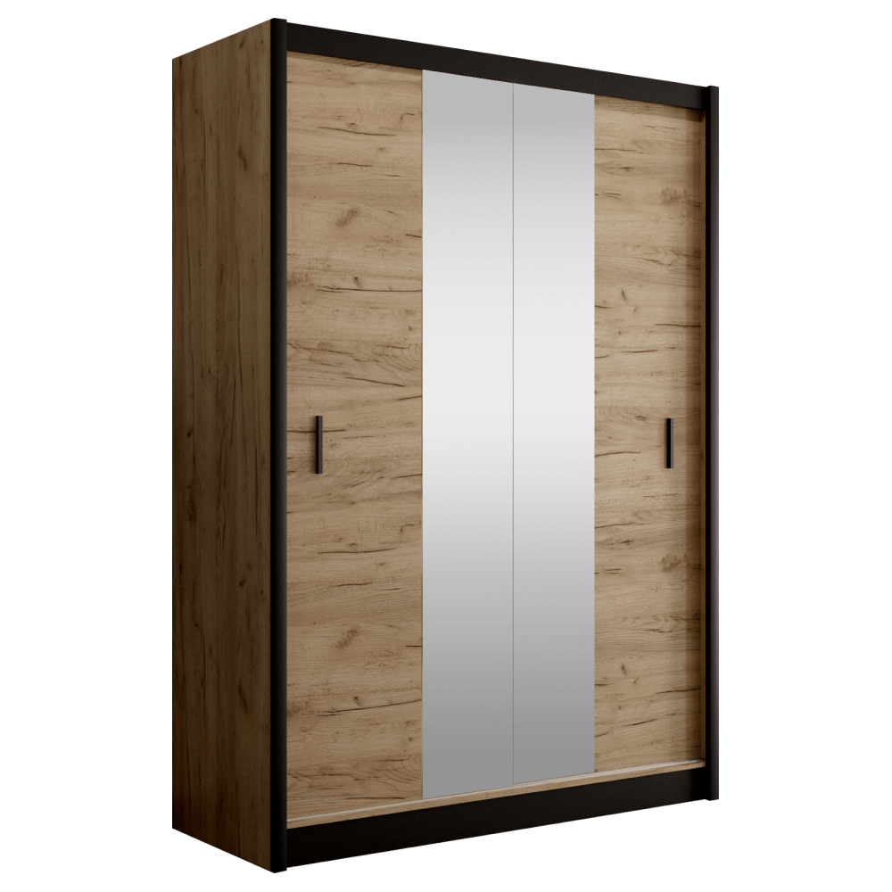 Dulap CRAFTV, stejar craft/negru, PAL melaminat, cu 2 usi, 150x61x215 cm