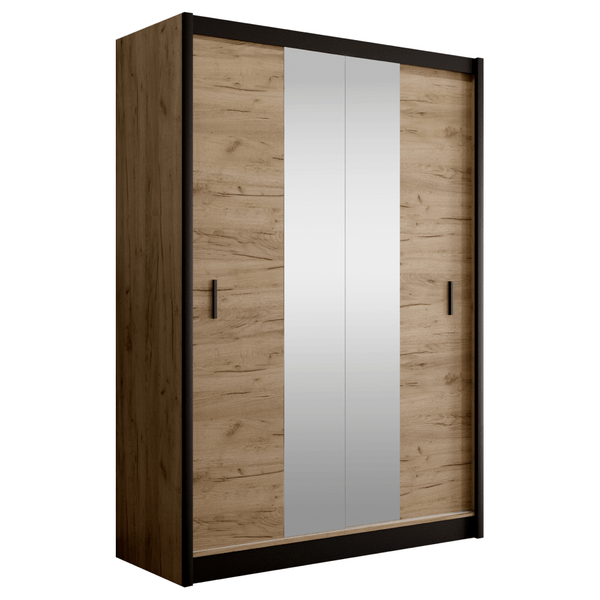 Dulap CRAFTV, stejar craft/negru, PAL melaminat, cu 2 usi, 150x61x215 cm