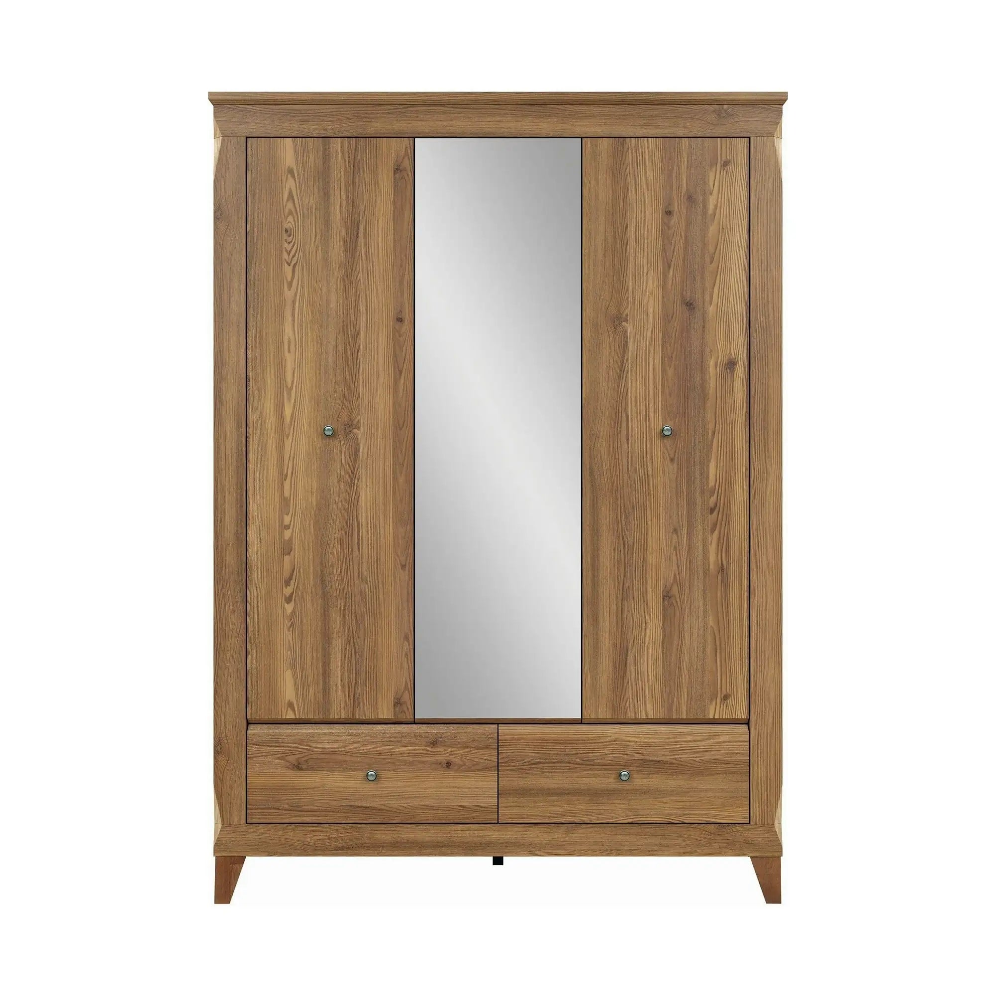 Dulap cu 3 usi si 2 sertare BERGEN, stejar zada Sibiu, PAL, 144x63x202 cm