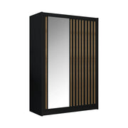 Dulap cu bara LADDER, negru/stejar craft, PAL melaminat, cu 2 usi, 150x61x215 cm