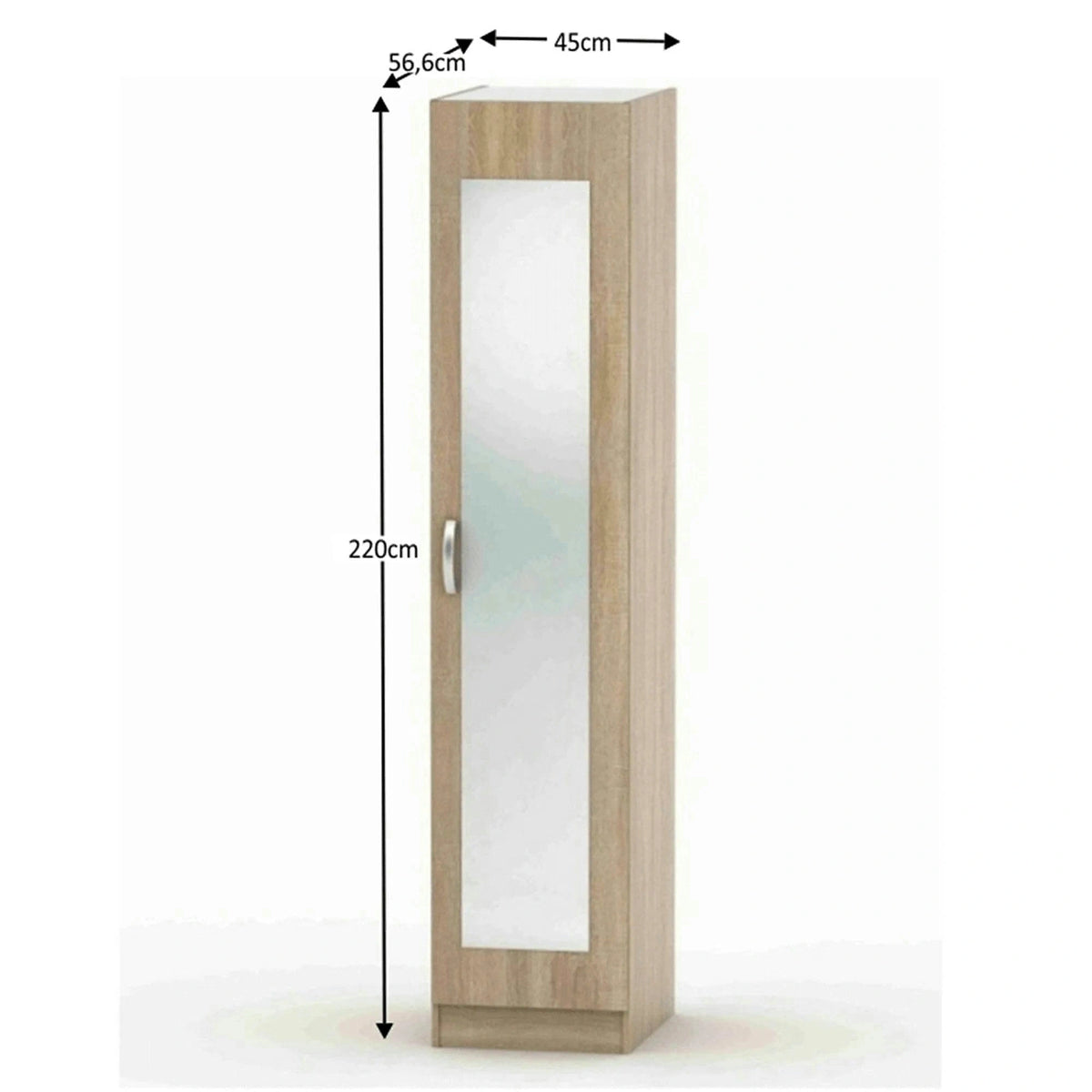Dulap cu oglinda BETTY 2 BE02-005-00, stejar sonoma, PAL melaminat, cu o usa, 45x57x220 cm