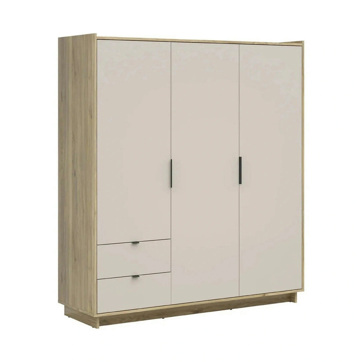 Dulap DALVA, stejar/casmir, PAL, cu 3 usi si 2 sertare, 180x60x202 cm