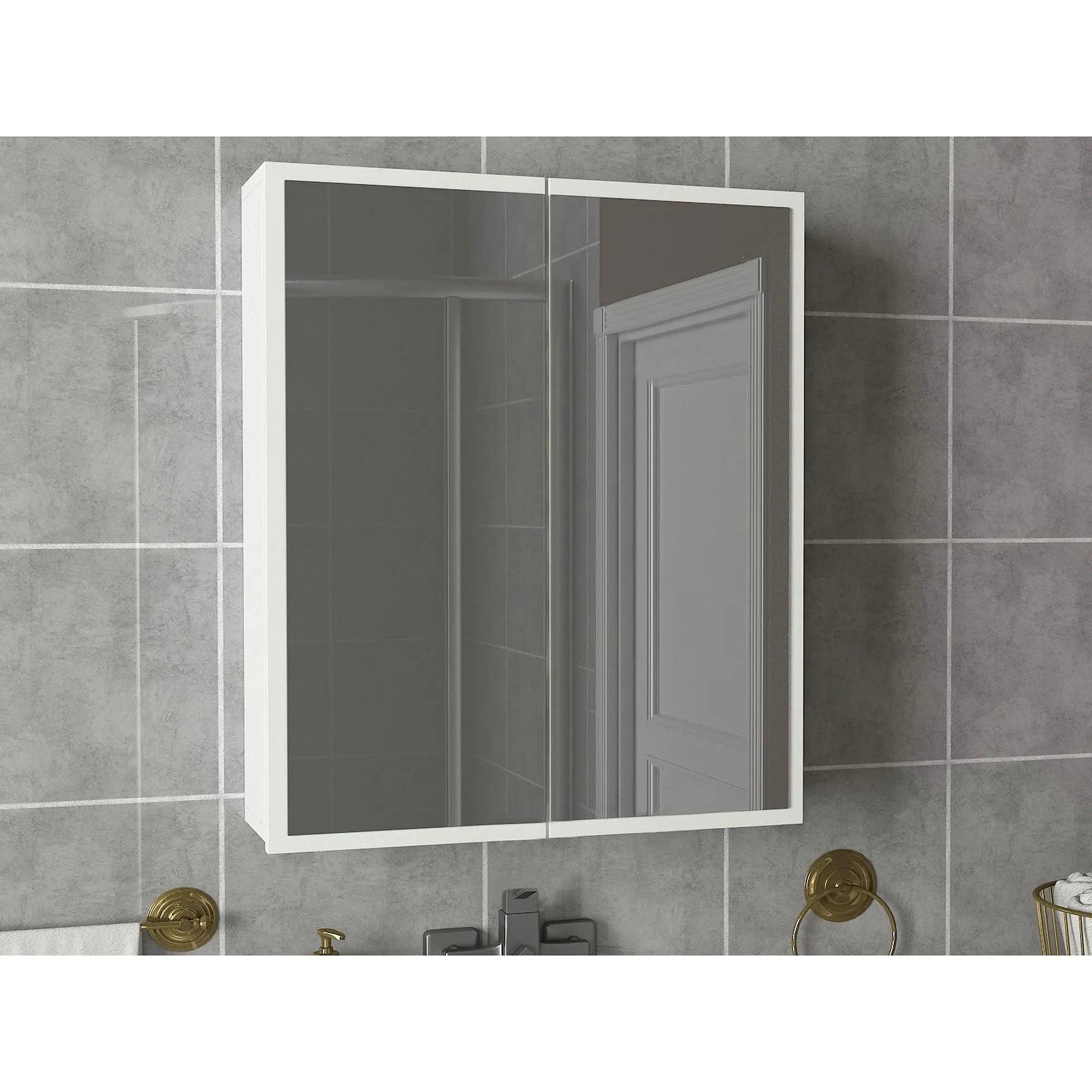 Dulap de baie KAYLA, alb, PAL melaminat, cu 2 usi, 60x17x78 cm