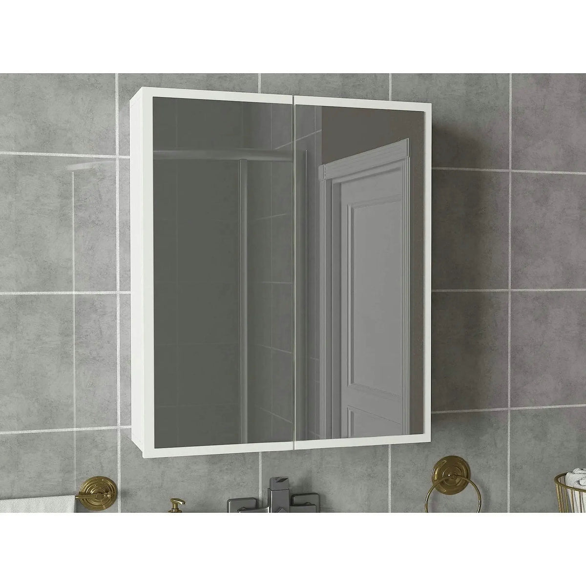 Dulap de baie KAYLA, alb, PAL melaminat, cu 2 usi, 60x17x78 cm