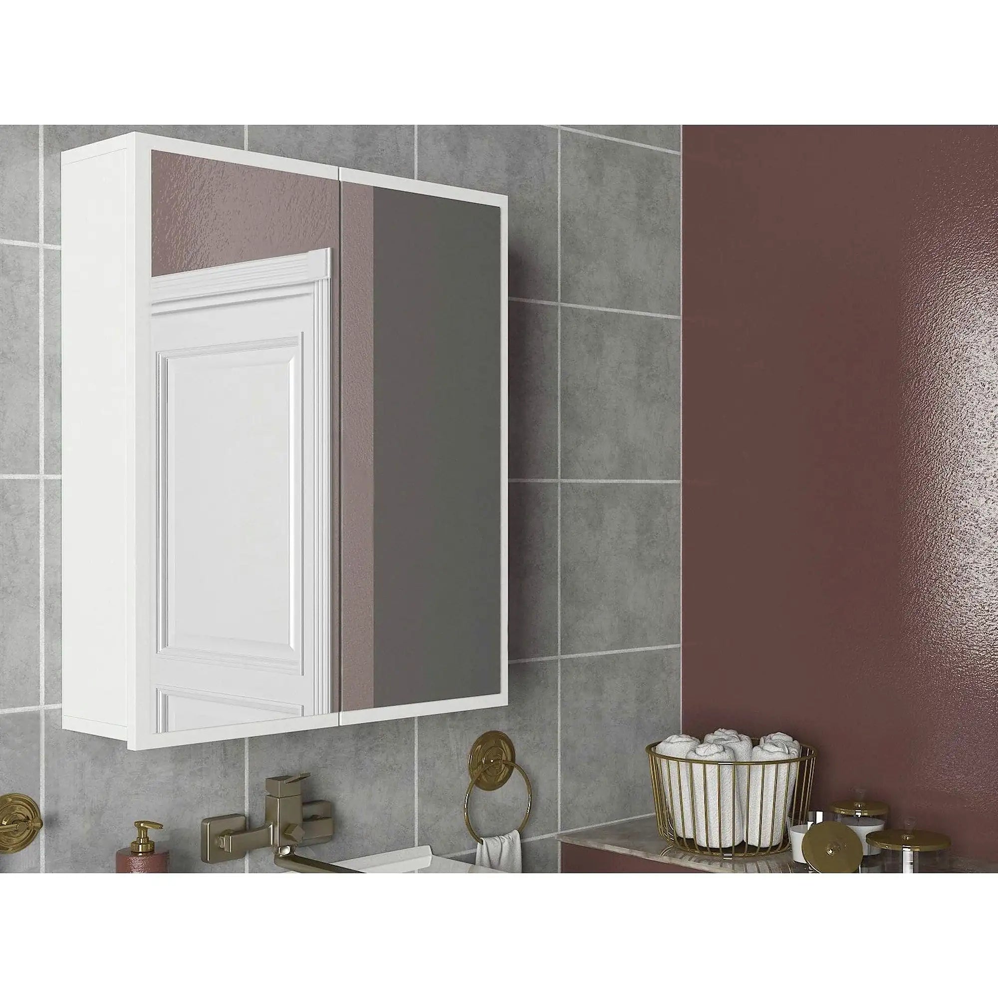 Dulap de baie KAYLA, alb, PAL melaminat, cu 2 usi, 60x17x78 cm