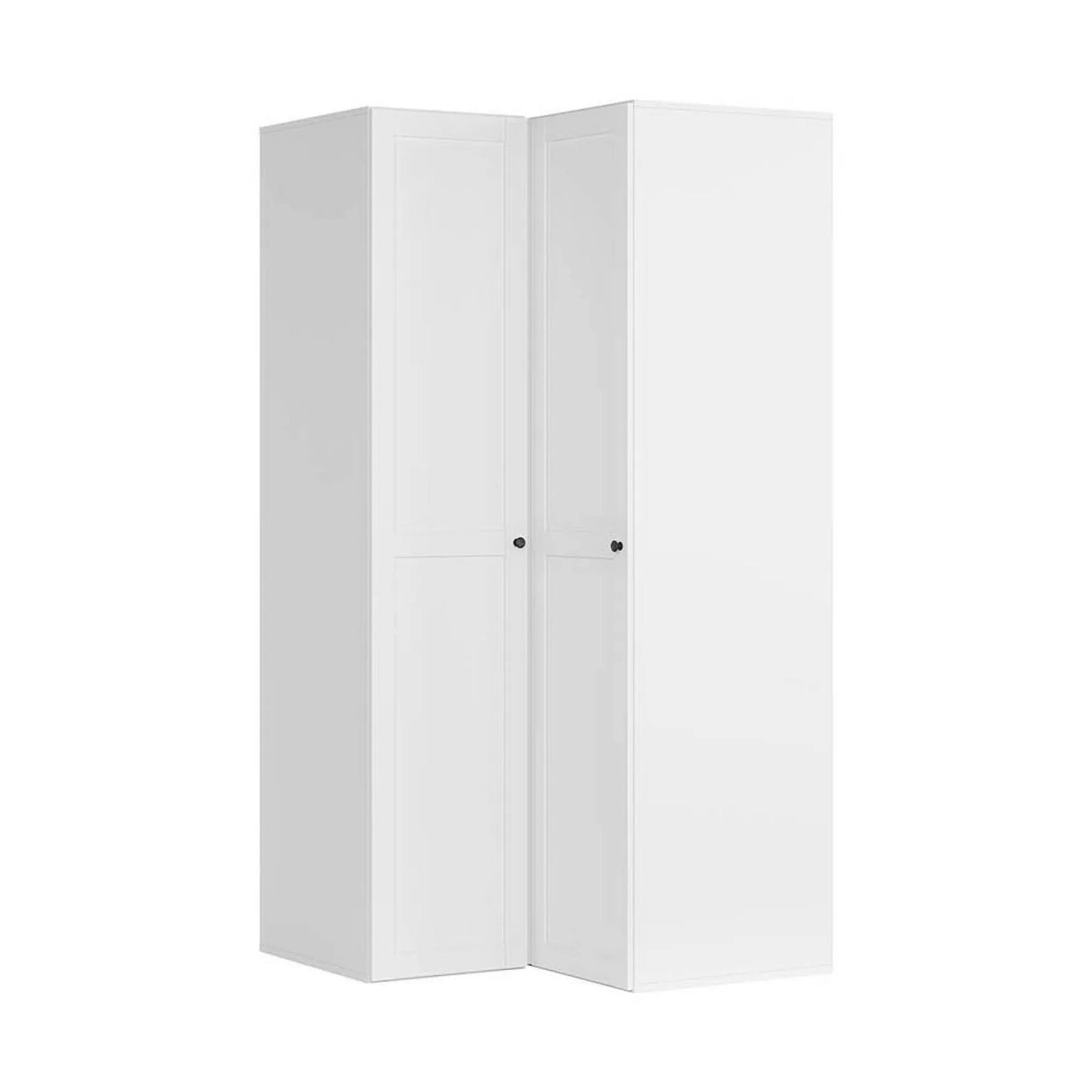 Dulap de colt FLEX, alb, PAL, cu 2 usi, 118x118x240 cm
