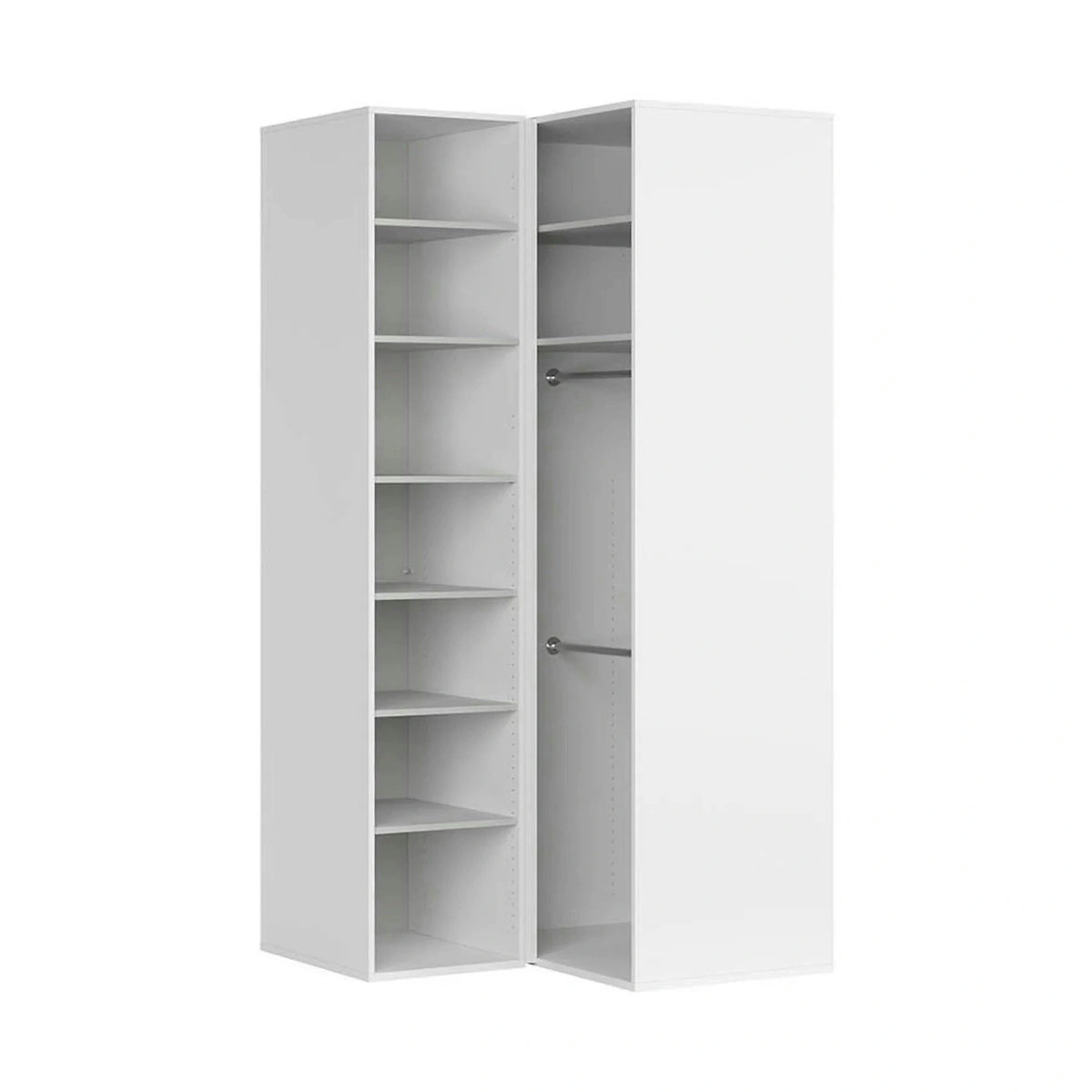Dulap de colt FLEX, alb, PAL, cu 2 usi, 118x118x240 cm