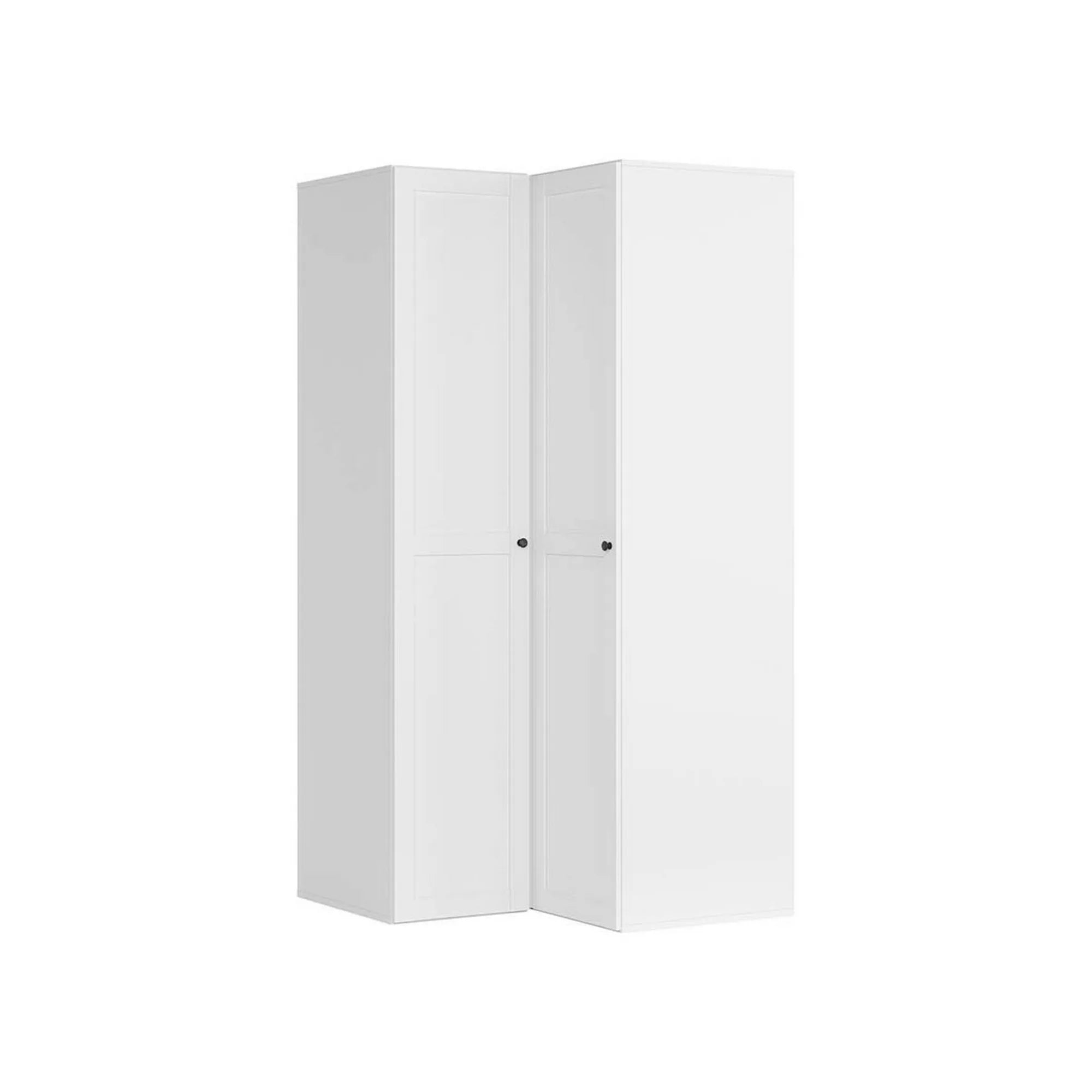 Dulap de colt FLEX, alb, PAL, cu 2 usi, 118x118x240 cm