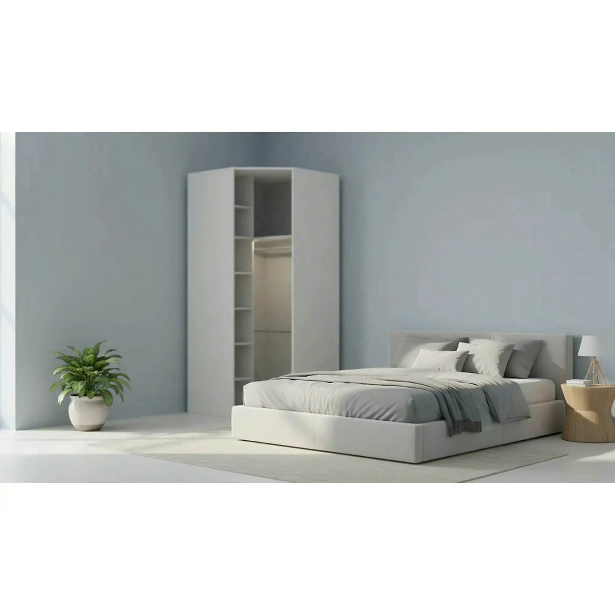 Dulap de colt FLEZ, alb, PAL, cu o usa, 103x103x240 cm
