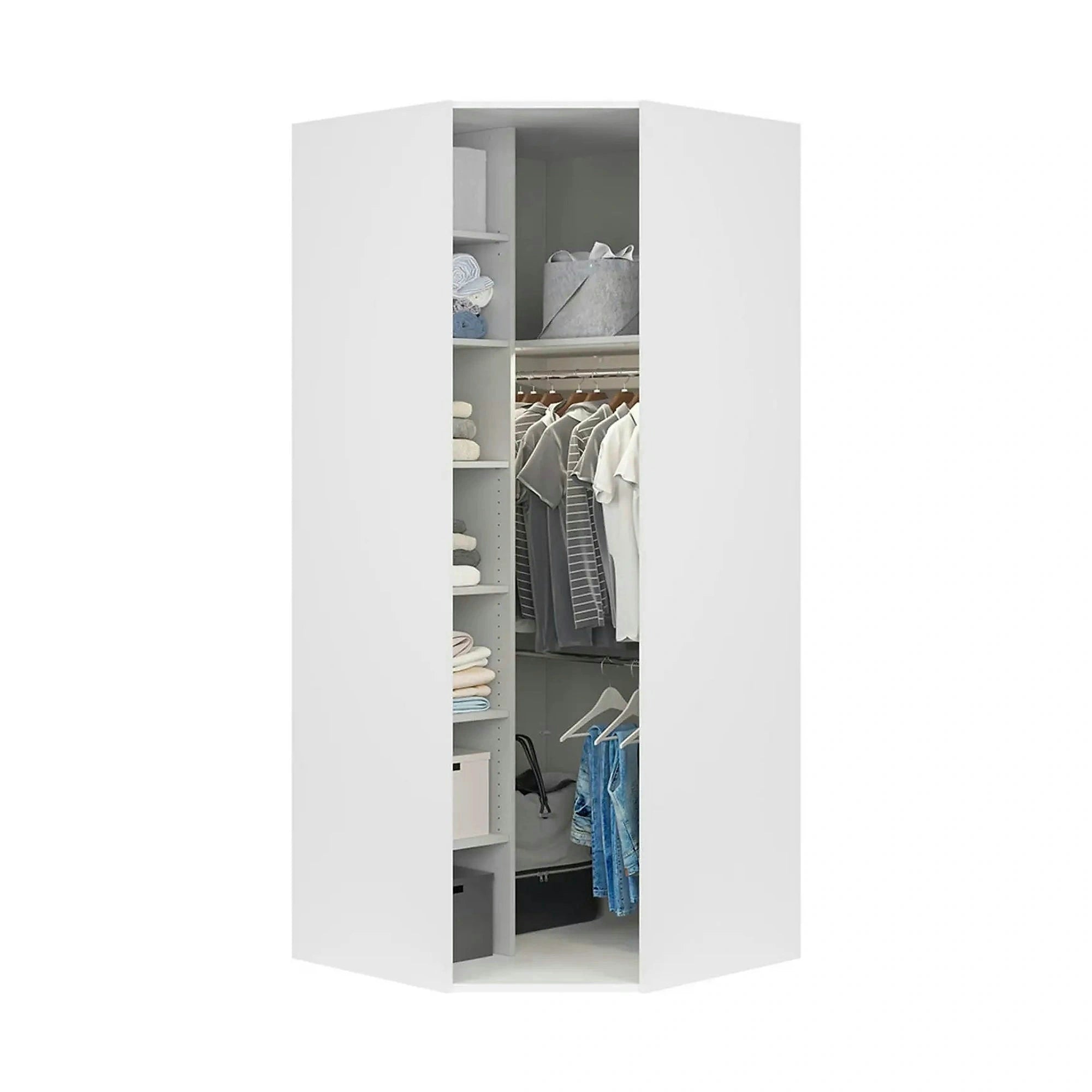 Dulap de colt FLEZ, alb, PAL, cu o usa, 103x103x240 cm
