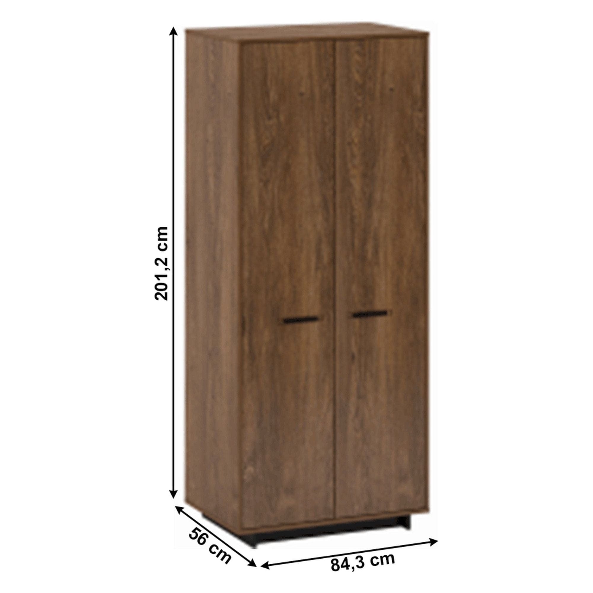 Dulap DELIS, stejar bolzano/negru, cu 2 usi, 84x56x201 cm