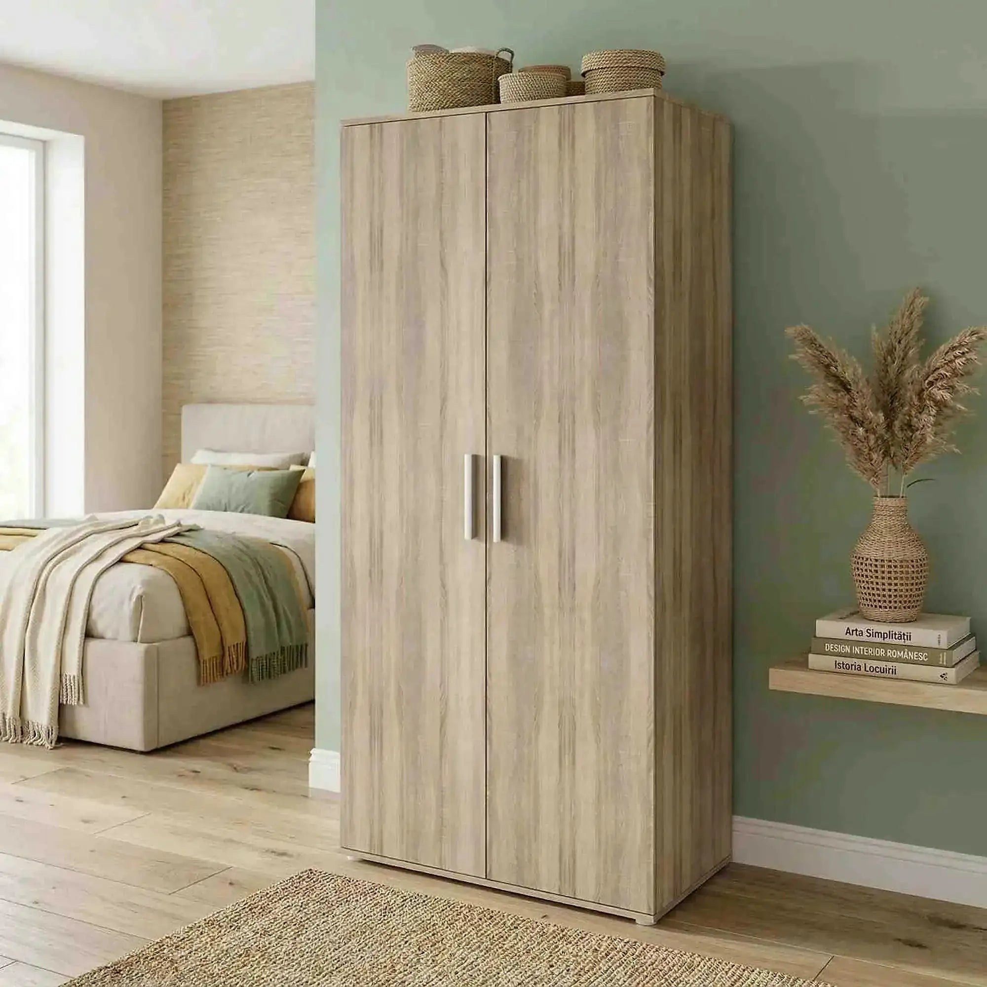 Dulap DUNAJ TIP 2, stejar sonoma, DTD laminat, cu 2 usi, 90x47x191 cm