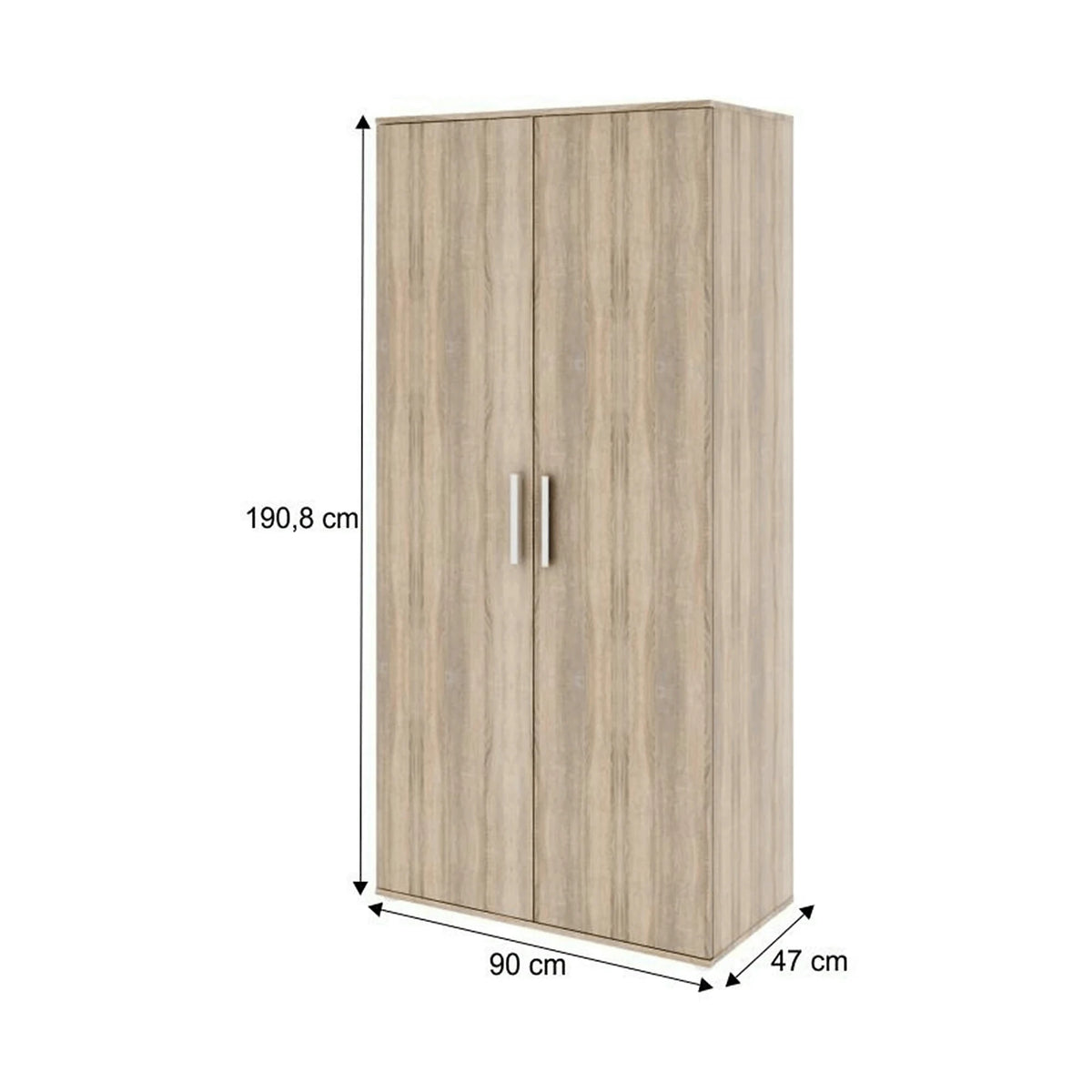 Dulap DUNAJ TIP 2, stejar sonoma, DTD laminat, cu 2 usi, 90x47x191 cm
