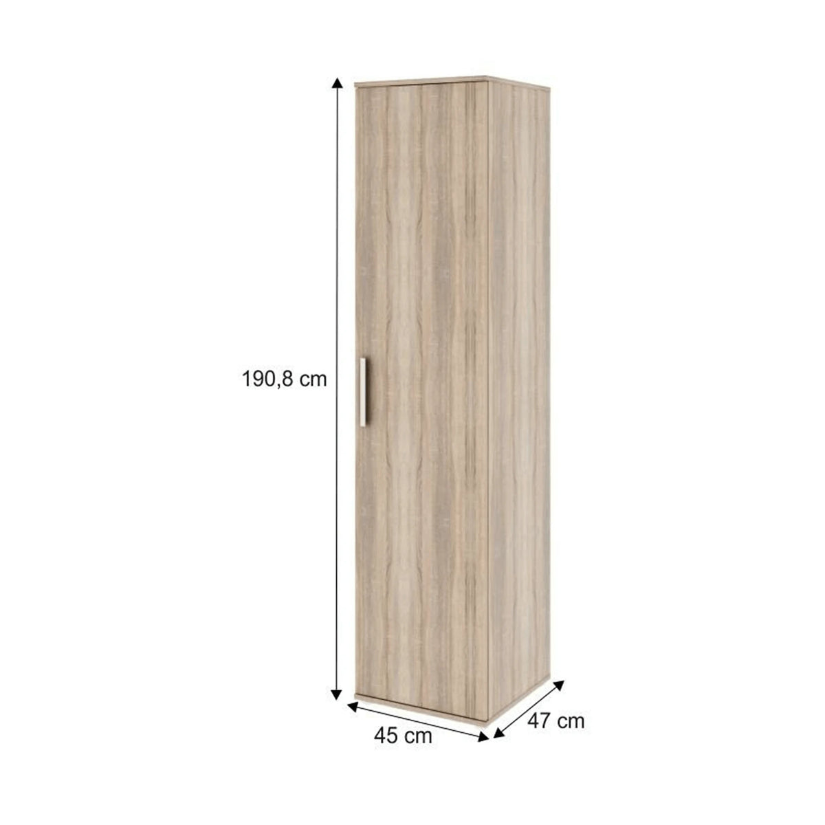 Dulap DUNAJ Tip3, stejar sonoma, PAL melaminat/stejar, cu o usa, 45x47x191 cm