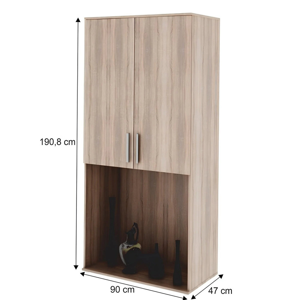 Dulap DUNAJ TIPUL5, stejar sonoma, PAL melaminat/metal, cu 2 usi, 90x47x191 cm
