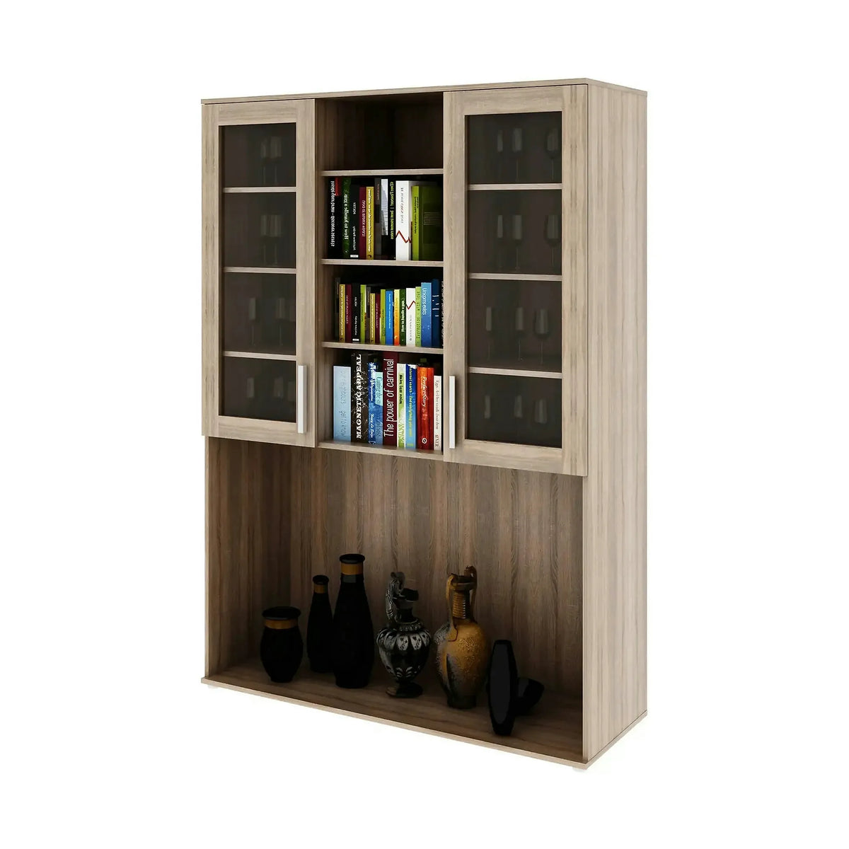 Dulap DUNAJ TIPUL6, stejar sonoma, PAL melaminat/metal, cu 2 usi, 135x47x191 cm