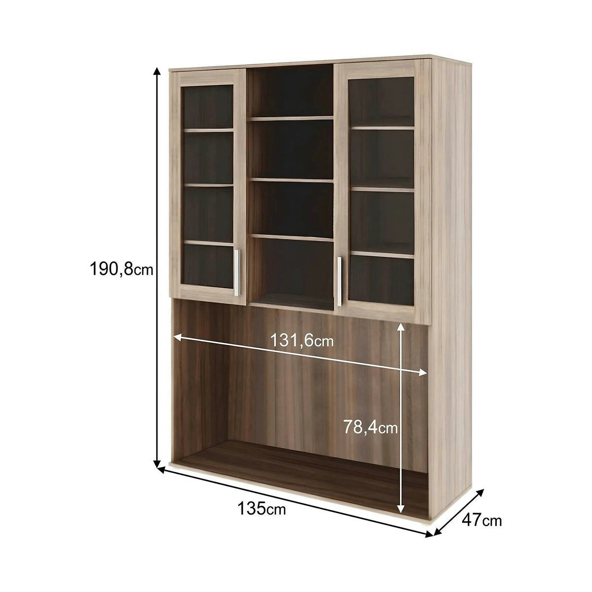 Dulap DUNAJ TIPUL6, stejar sonoma, PAL melaminat/metal, cu 2 usi, 135x47x191 cm