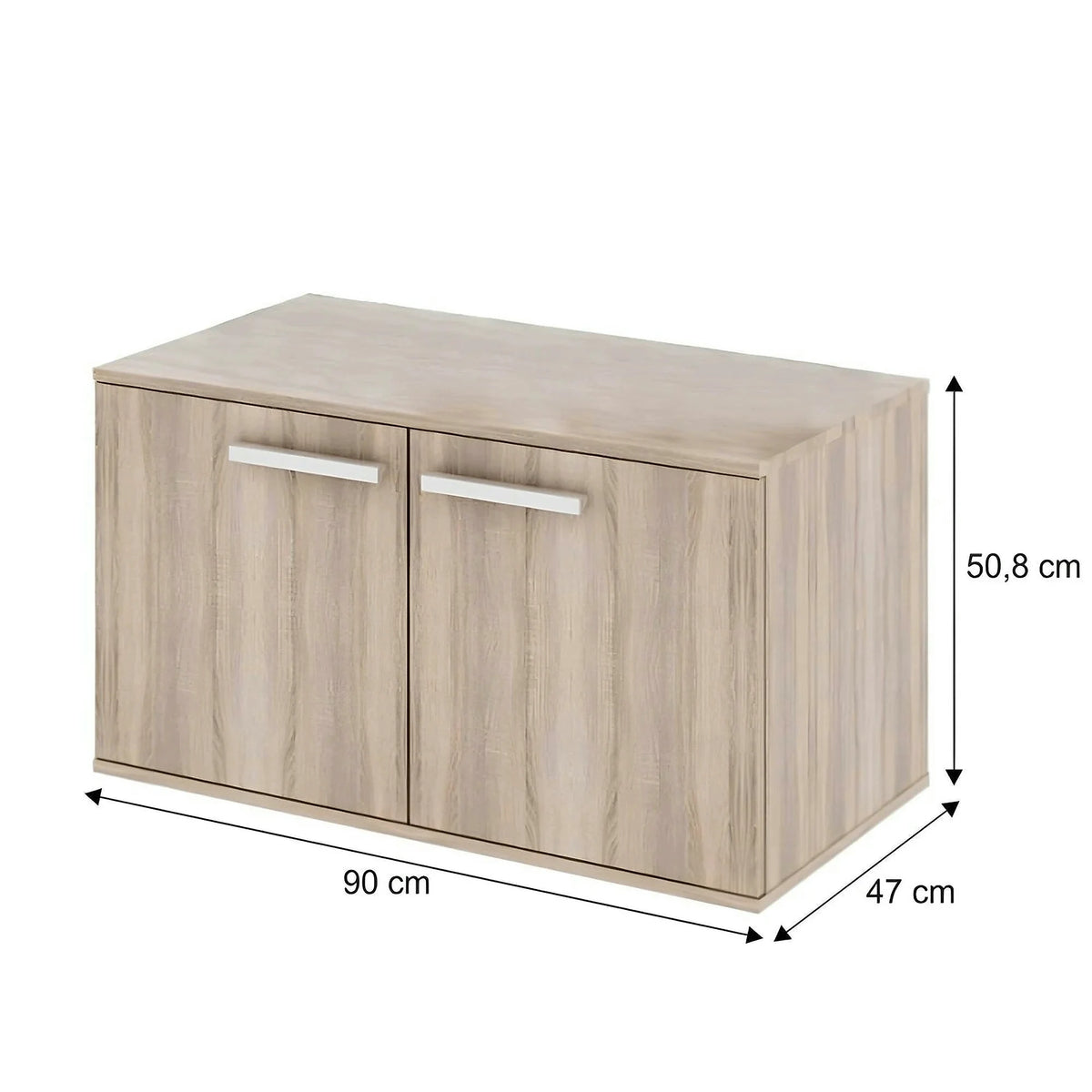 Dulap DUNAJ TIPUL7, stejar sonoma, PAL melaminat/metal, cu 2 usi, 90x51x47 cm