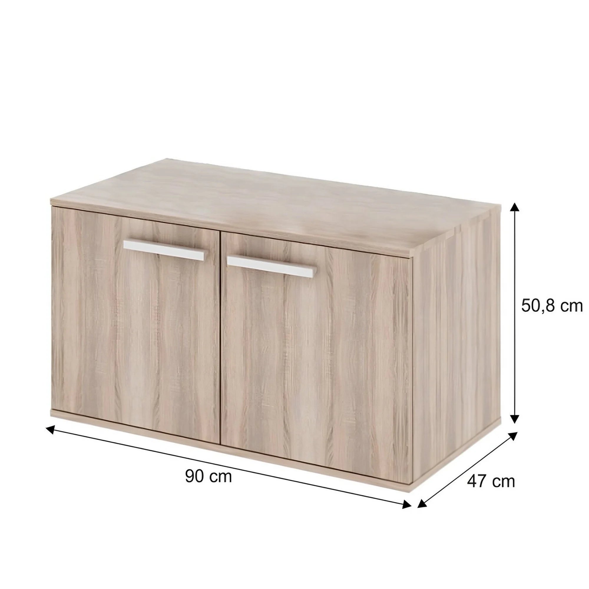 Dulap DUNAJ TIPUL7, stejar sonoma, PAL melaminat/metal, cu 2 usi, 90x51x47 cm