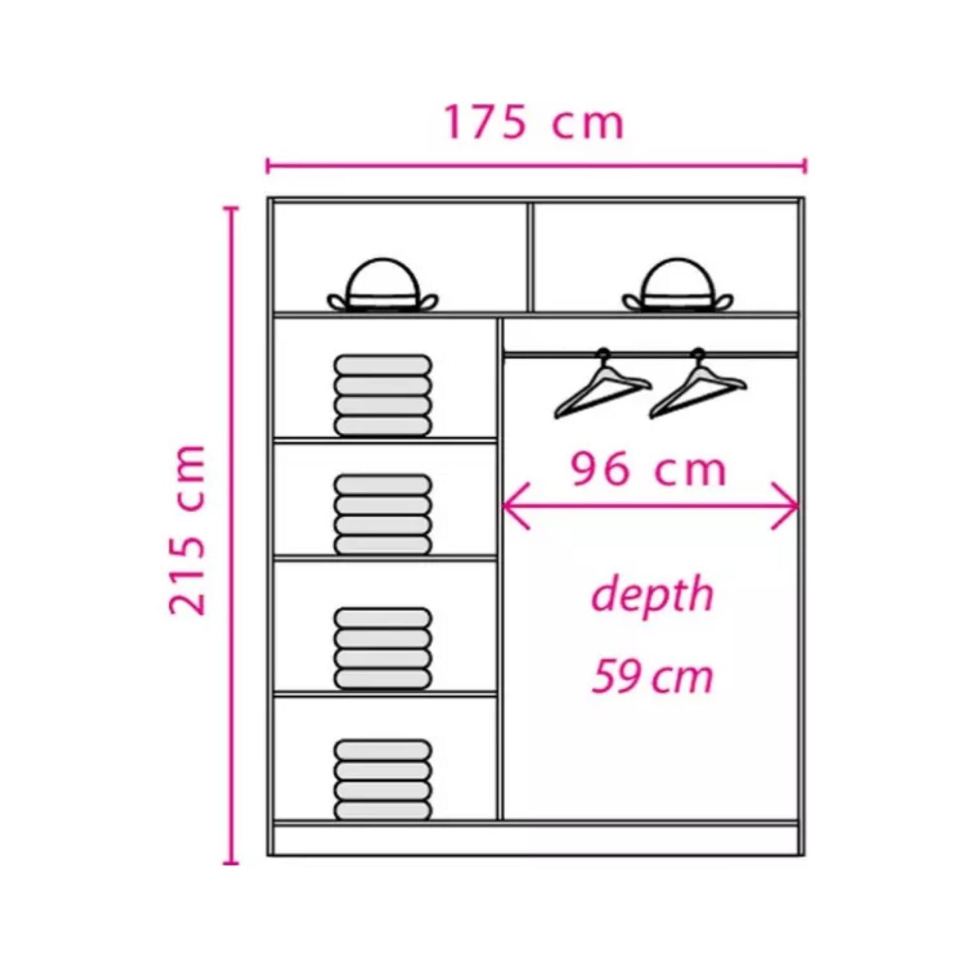 Dulap EFFECT, alb andersen, PAL melaminat, cu 2 usi, 175x59x215 cm