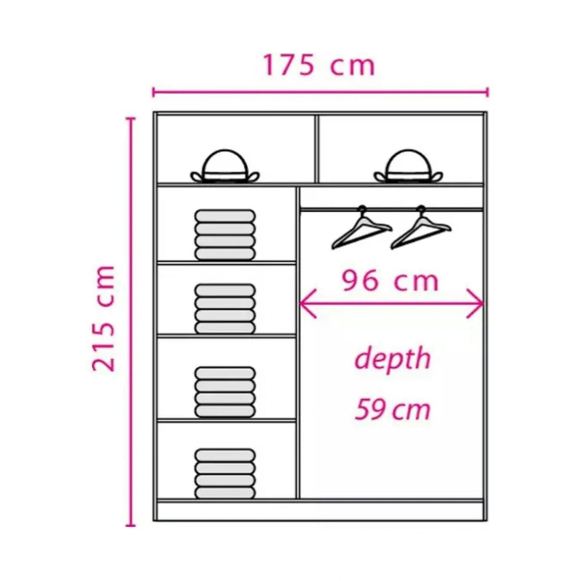 Dulap EFFECT, stejar columbia, PAL melaminat, cu 2 usi, 175x59x215 cm
