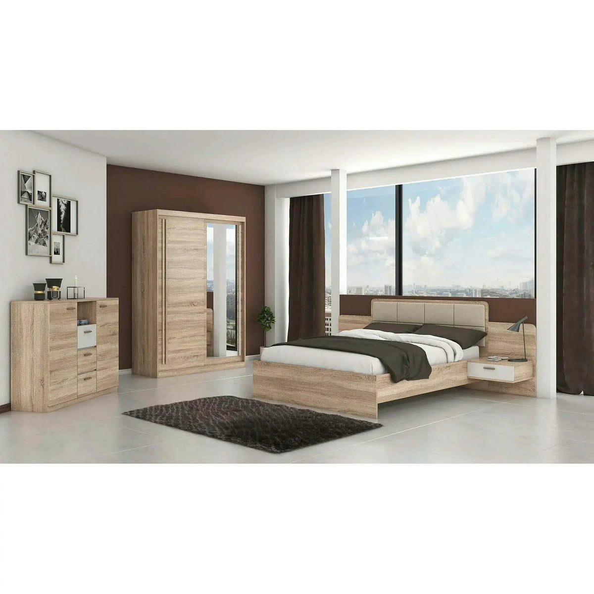 Dulap EFFECT, stejar sonoma, PAL melaminat, cu 2 usi, 175x59x215 cm