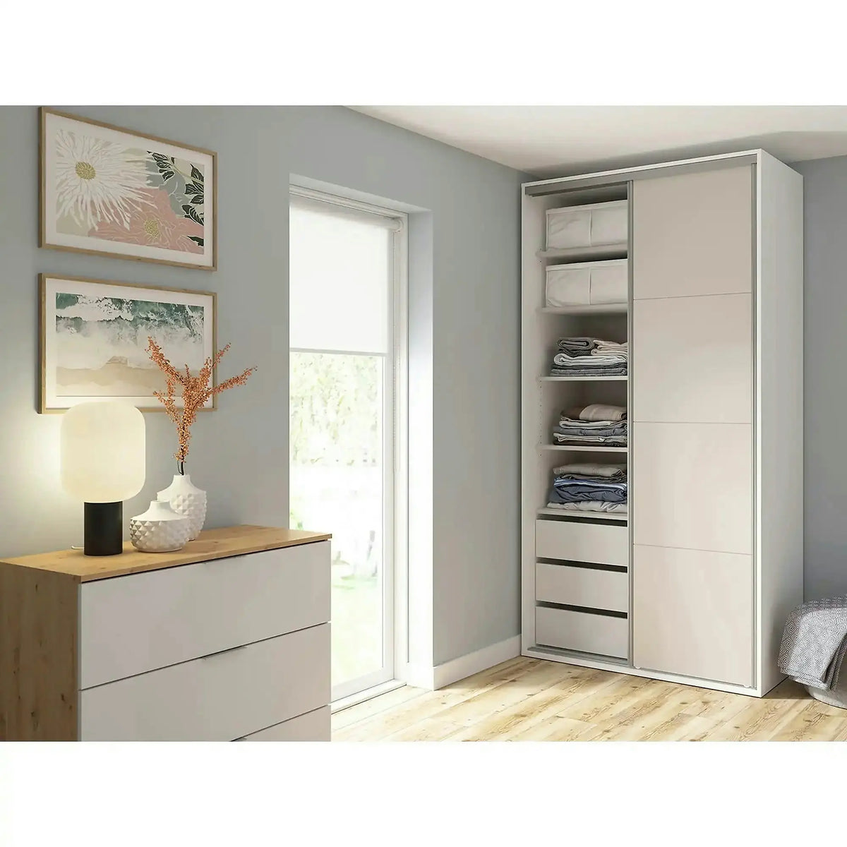 Dulap FLEX, alb/casmir, PAL, cu 2 usi, 120x66x240 cm