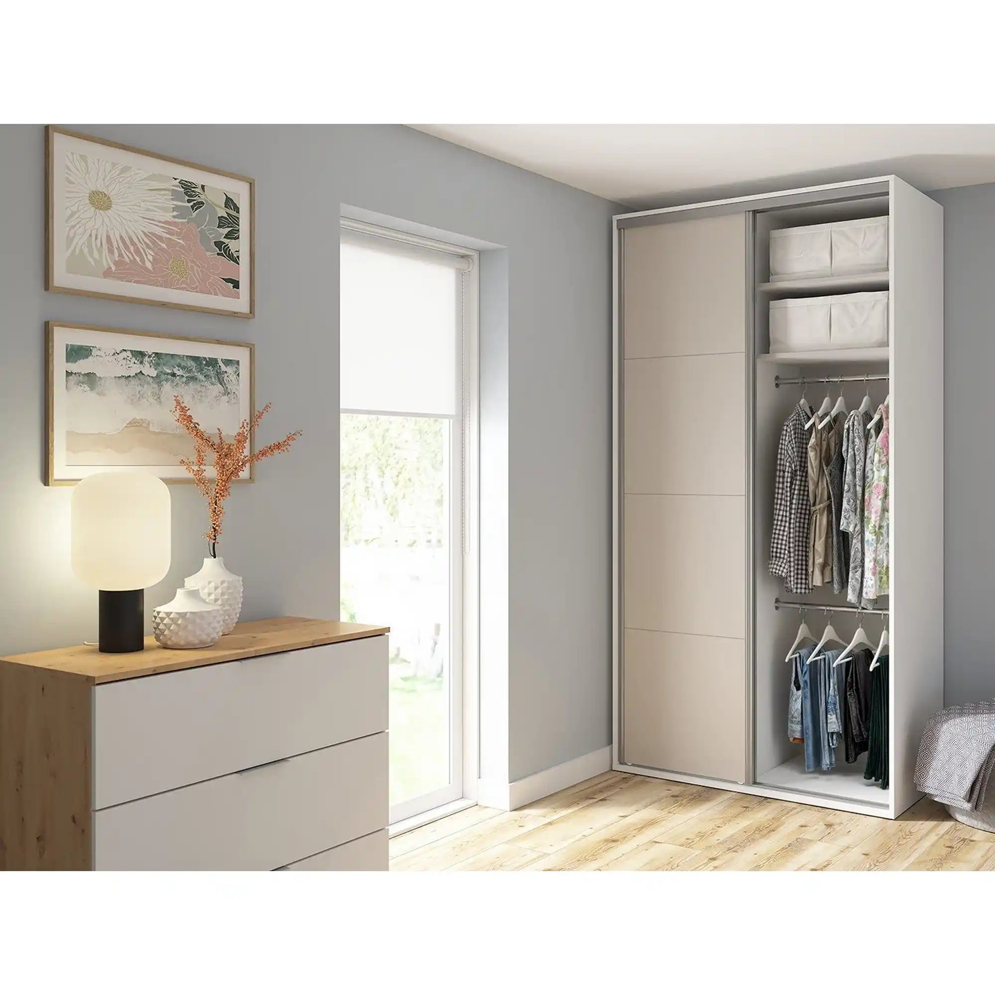 Dulap FLEX, alb/casmir, PAL, cu 2 usi, 120x66x240 cm