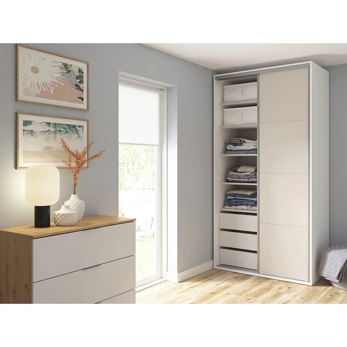 Dulap FLEX, alb/casmir, PAL, cu 2 usi, 120x66x240 cm