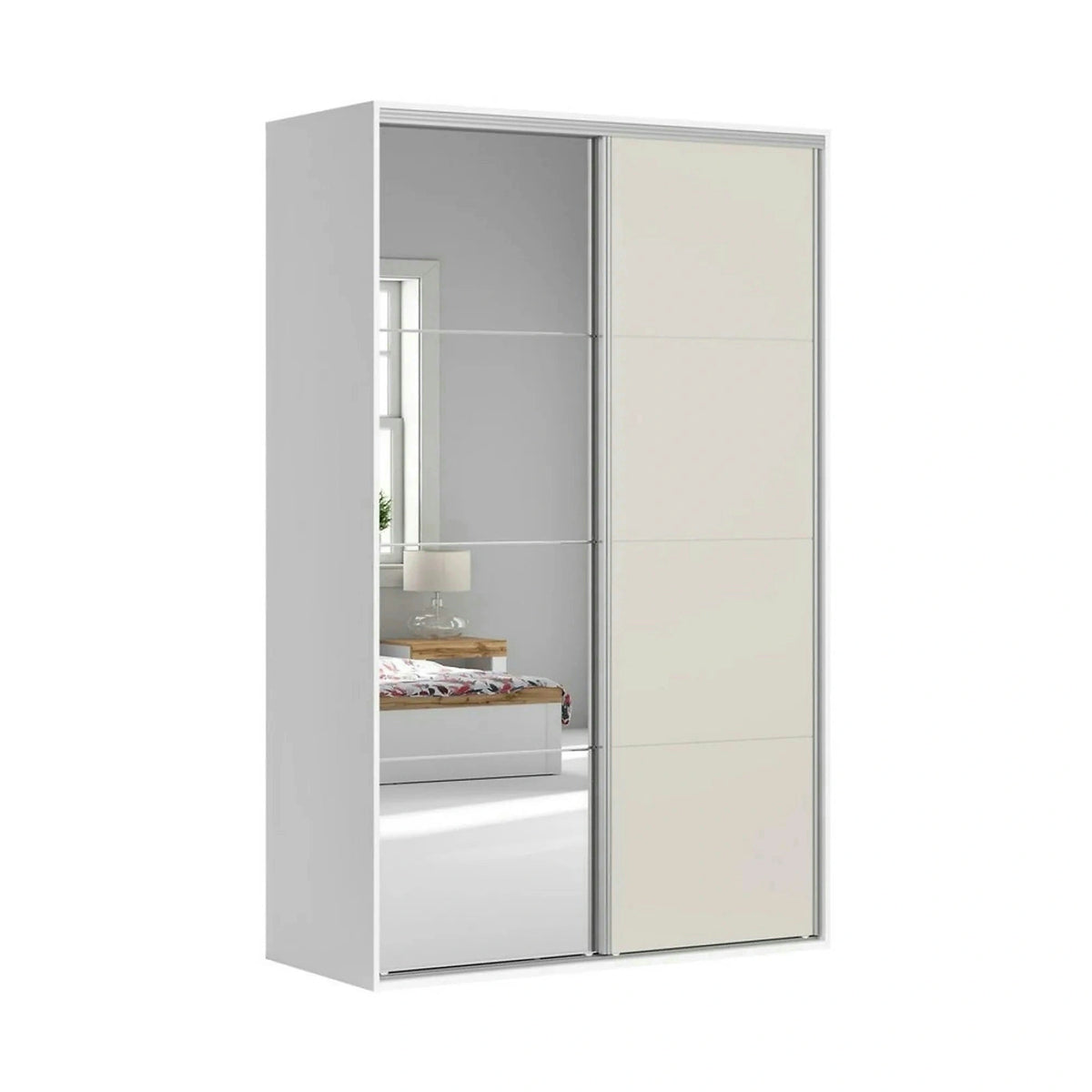 Dulap FLEX, alb/casmir, PAL, cu 2 usi, 150x66x240 cm