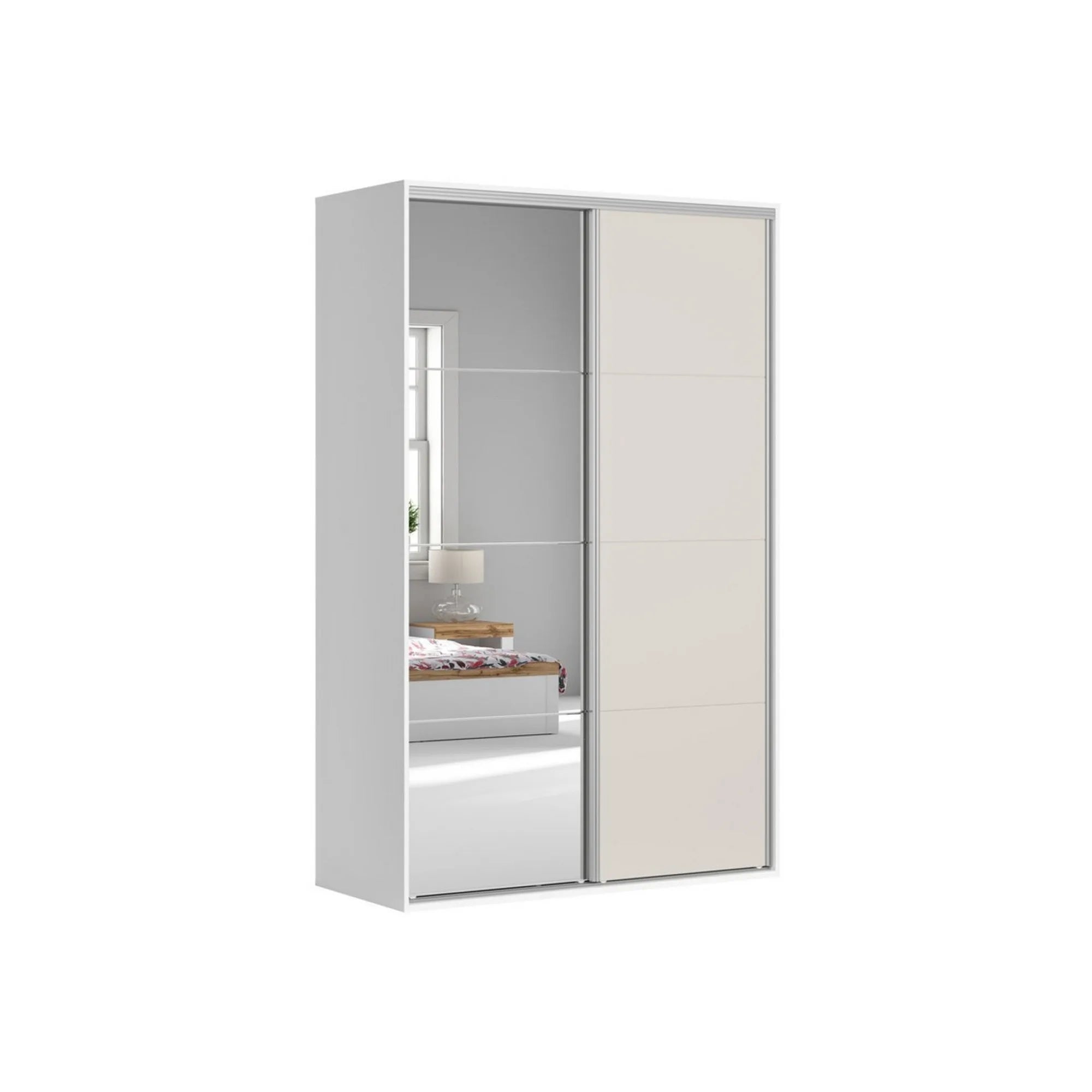 Dulap FLEX, alb/casmir, PAL, cu 2 usi, 150x66x240 cm