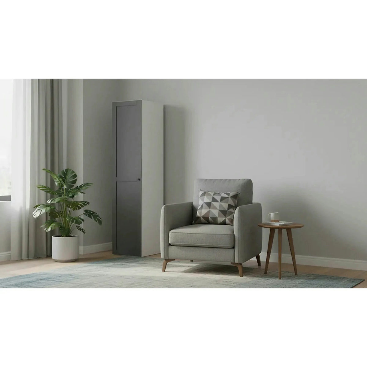 Dulap FLEX, alb/gri grafit, PAL, cu o usa, 50x66x240 cm