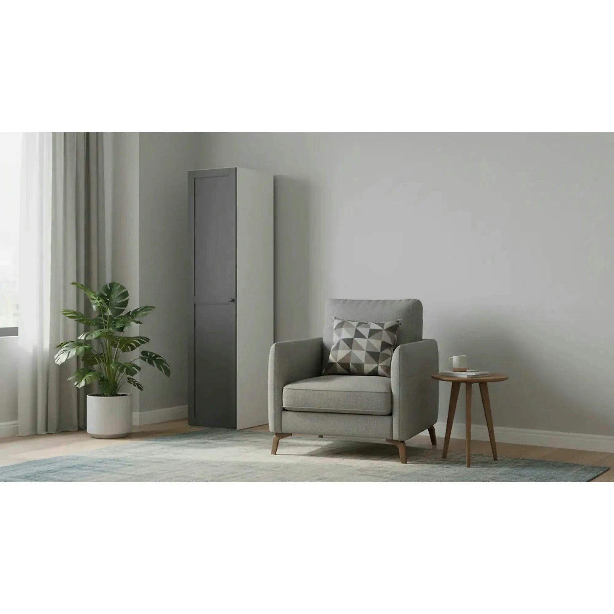 Dulap FLEX, alb/gri grafit, PAL, cu o usa, 50x66x240 cm