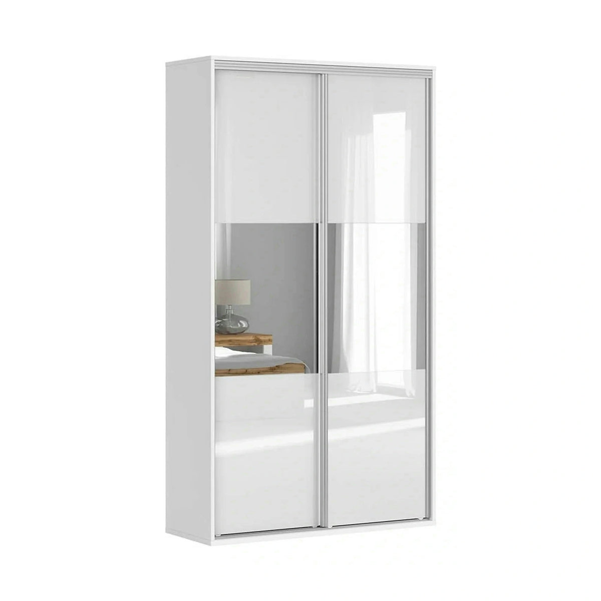 Dulap FLEX, alb lucios, PAL, cu 2 usi, 120x45x218 cm