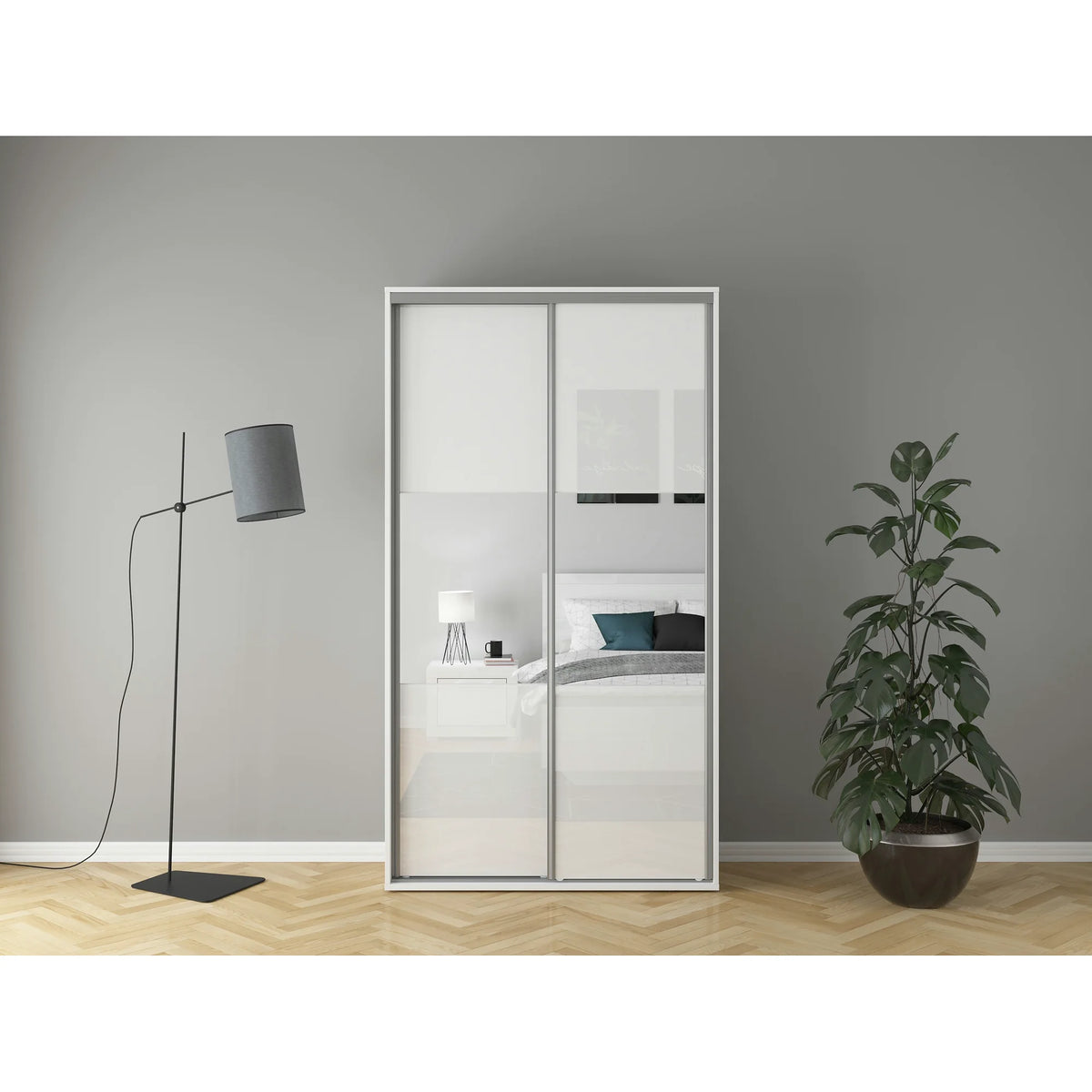 Dulap FLEX, alb lucios, PAL, cu 2 usi, 120x45x218 cm
