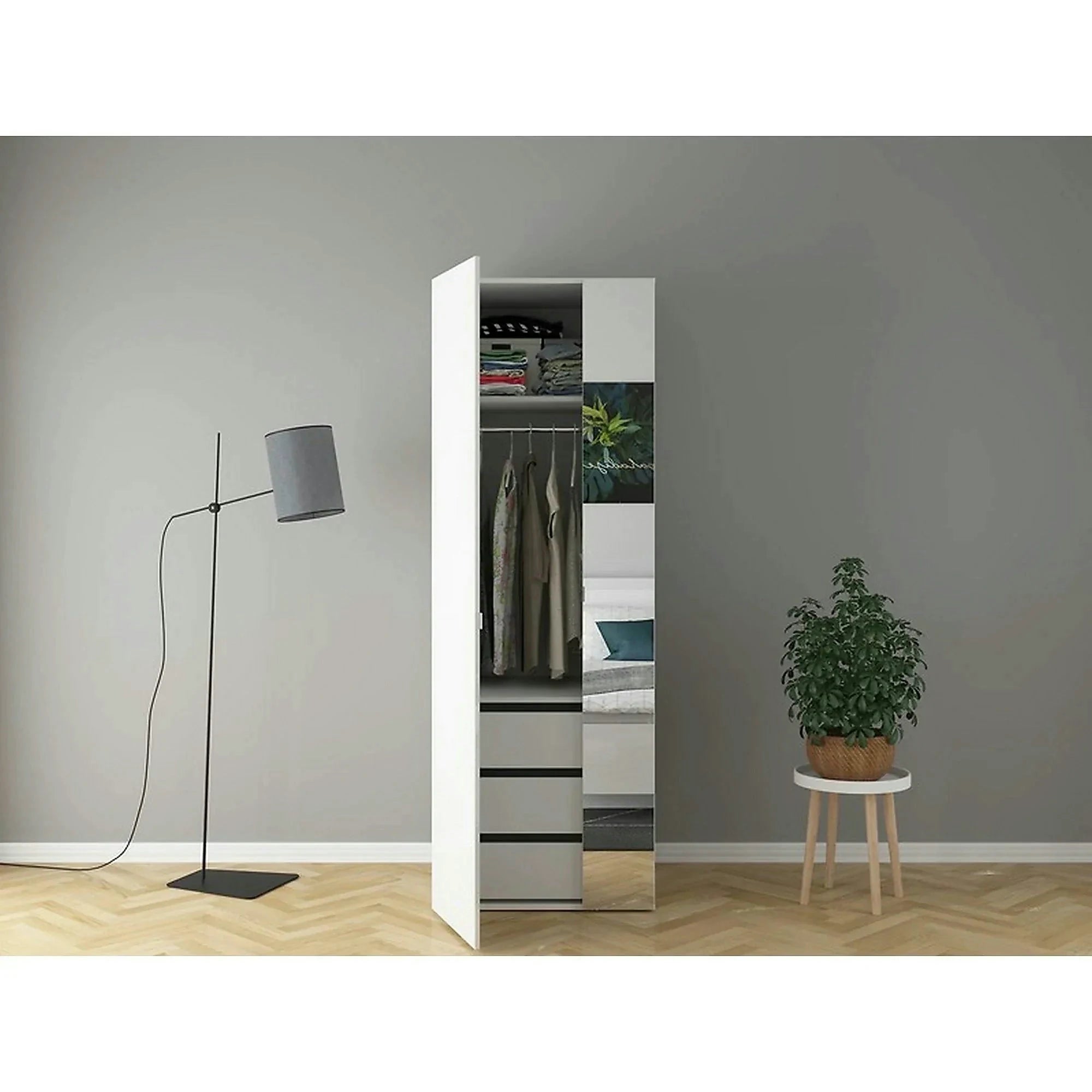 Dulap FLEX, alb lucios, PAL, cu 2 usi, 75x66x218 cm
