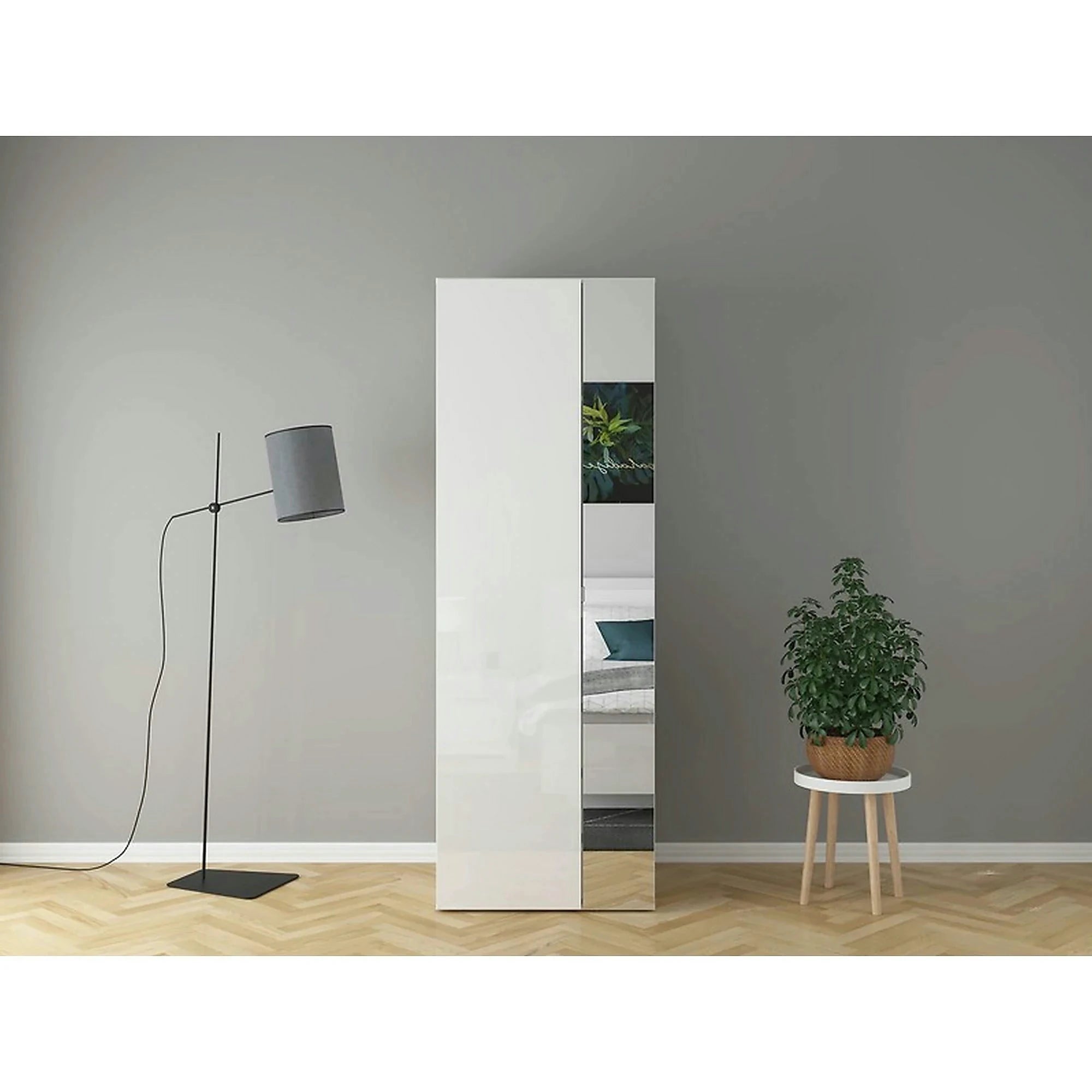 Dulap FLEX, alb lucios, PAL, cu 2 usi, 75x66x218 cm