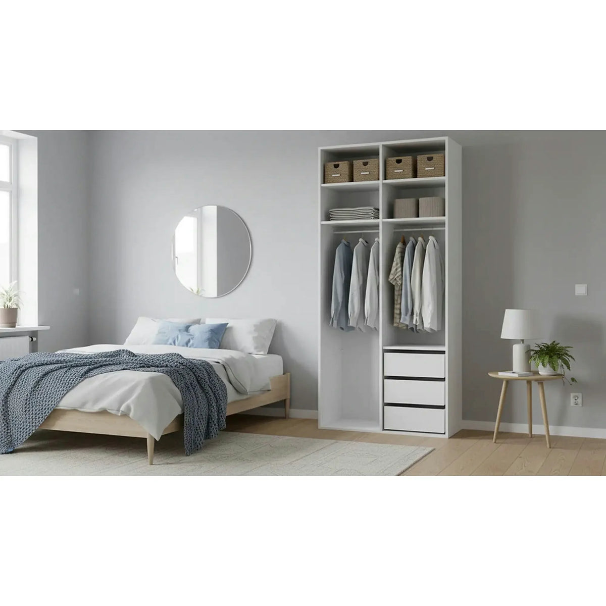 Dulap FLEX, alb, PAL, cu 2 usi, 100x45x240 cm