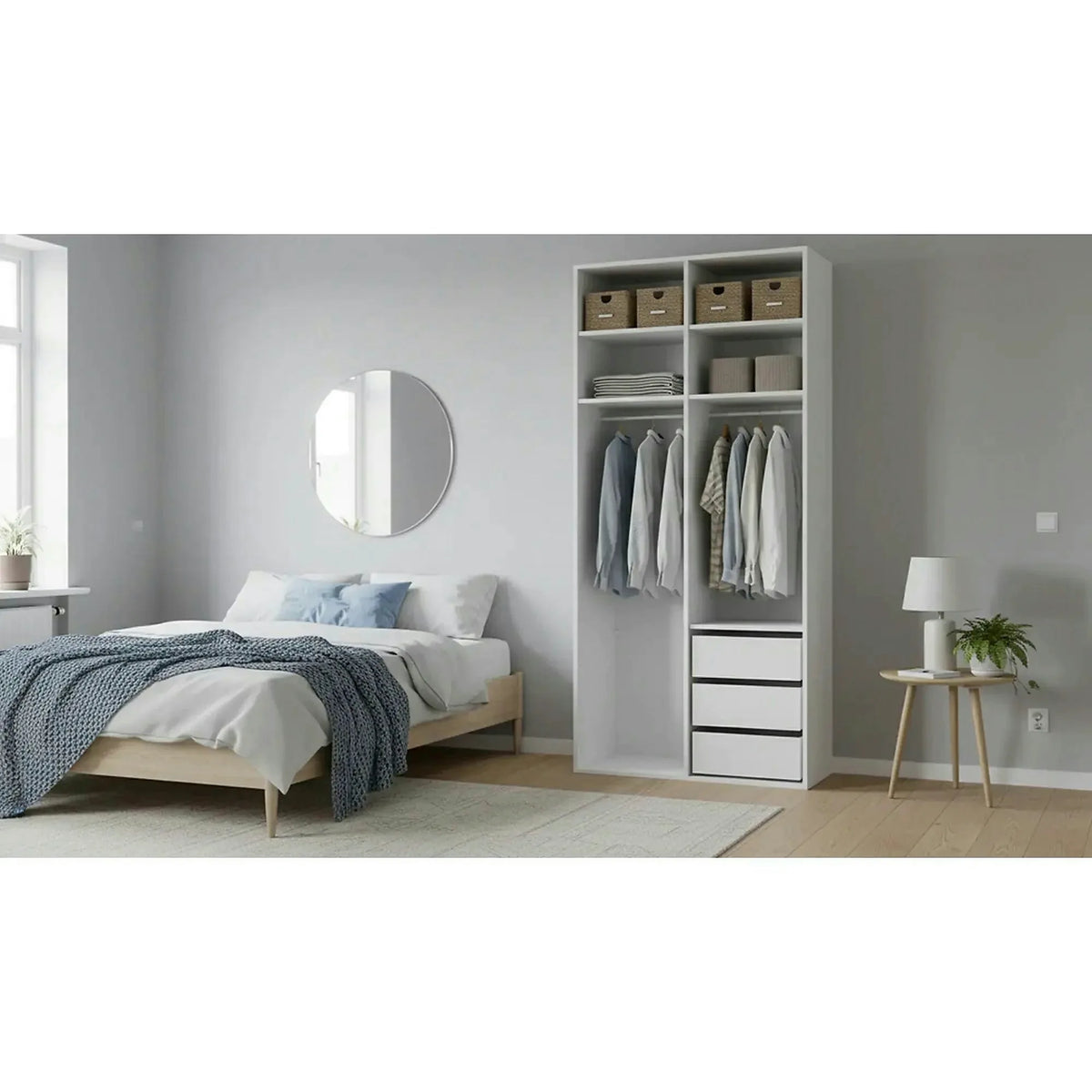 Dulap FLEX, alb, PAL, cu 2 usi, 100x45x240 cm