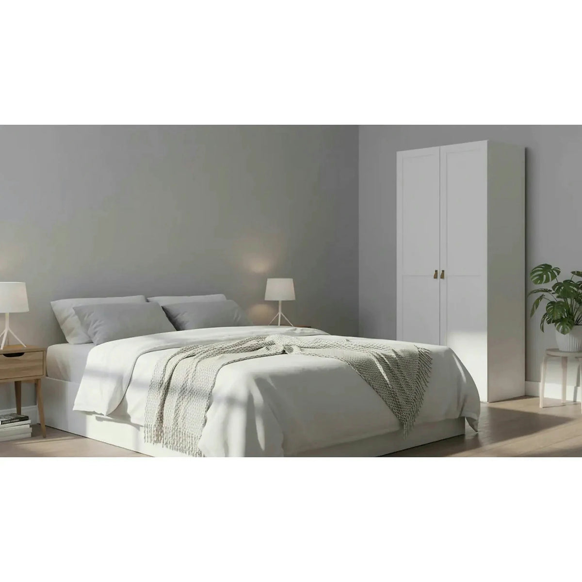 Dulap FLEX, alb, PAL, cu 2 usi, 100x66x240 cm